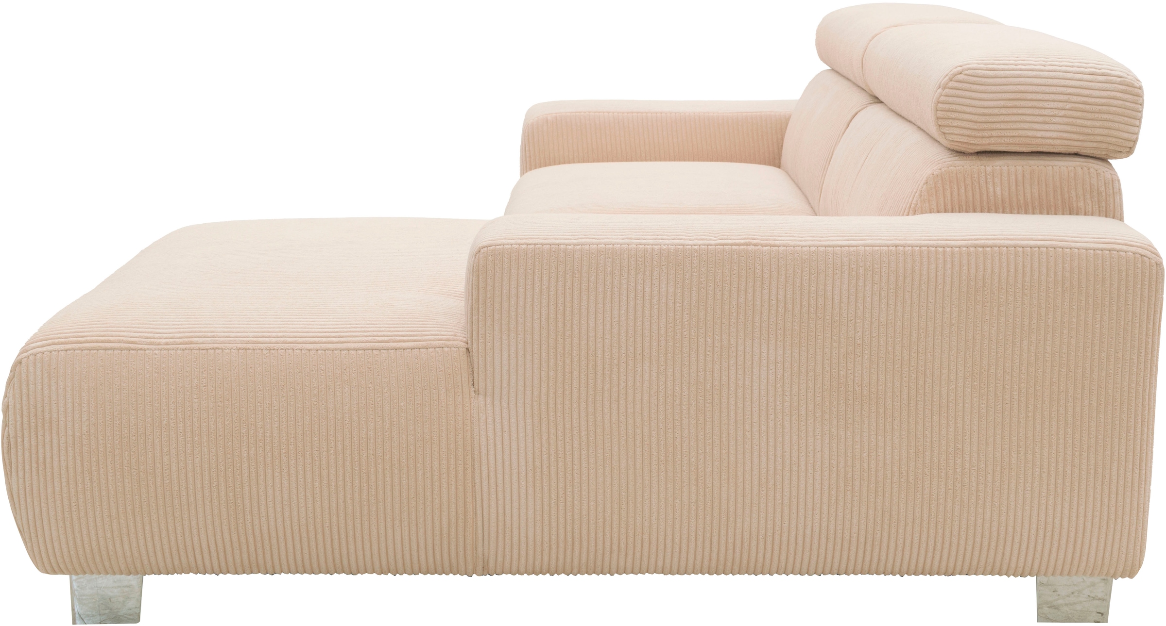 DOMO collection Ecksofa »100030 inkl. Kopfteilverstellung, guter Sitzkomfort, Cordbezug, L-Form«, mit komfortabler Wellenunterfederung, ideal für kleine Räume