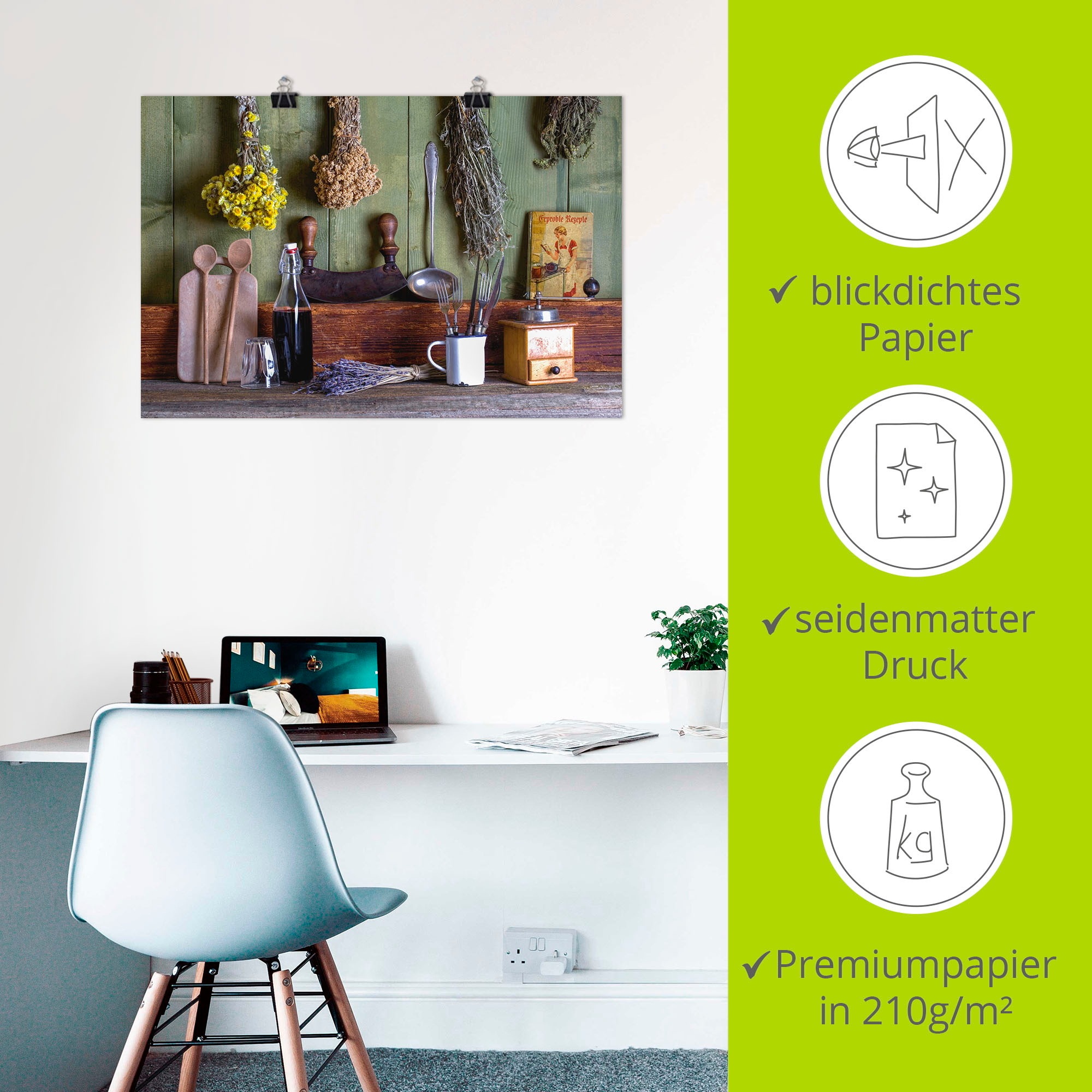 Artland Wandbild »Rustikale Küchenszene«, Innenarchitektur, (1 St.), als Alubild, Outdoorbild, Leinwandbild, Poster, Wandaufkleber