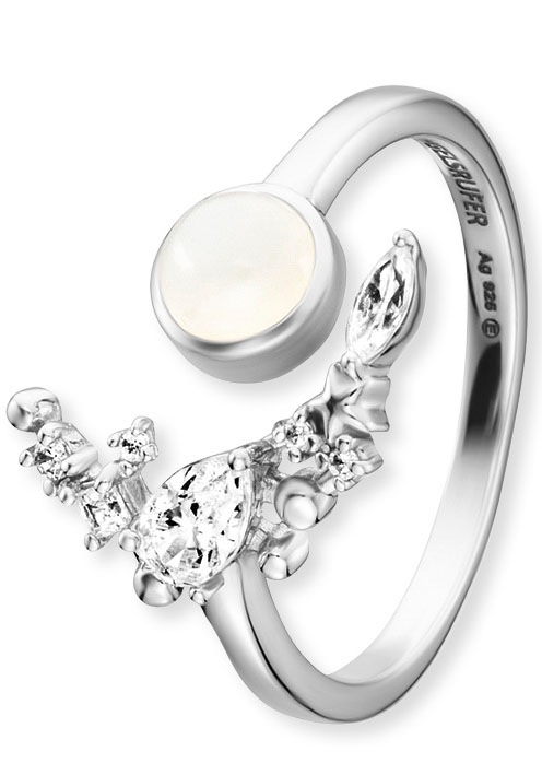 ENGELSRUFER Damen Fingerring "Moonlight", 2 g, Silber 925 (Sterlingsilber), 13mm, weiß, Silber 925 (Sterlingsilber), Fingerringe, mit Mondstein und