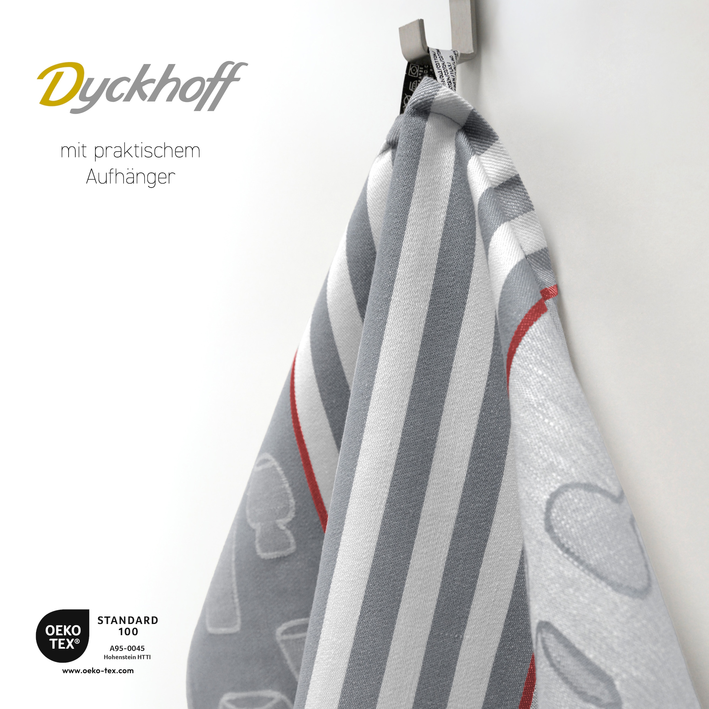Dyckhoff Geschirrtuch »Gläser / Halbleinen«, (Set, 10 tlg.), mit Gläser & Streifen Motiv, Maße je Tuch ca. 50x70 cm