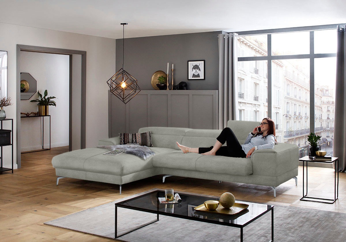 Thumbnail - W.SCHILLIG Ecksofa "piedroo, Designsofa mit tollem Sitzkomfort, bequem und elegant, L-Form", Kopfteilverstellung, wahlwe...