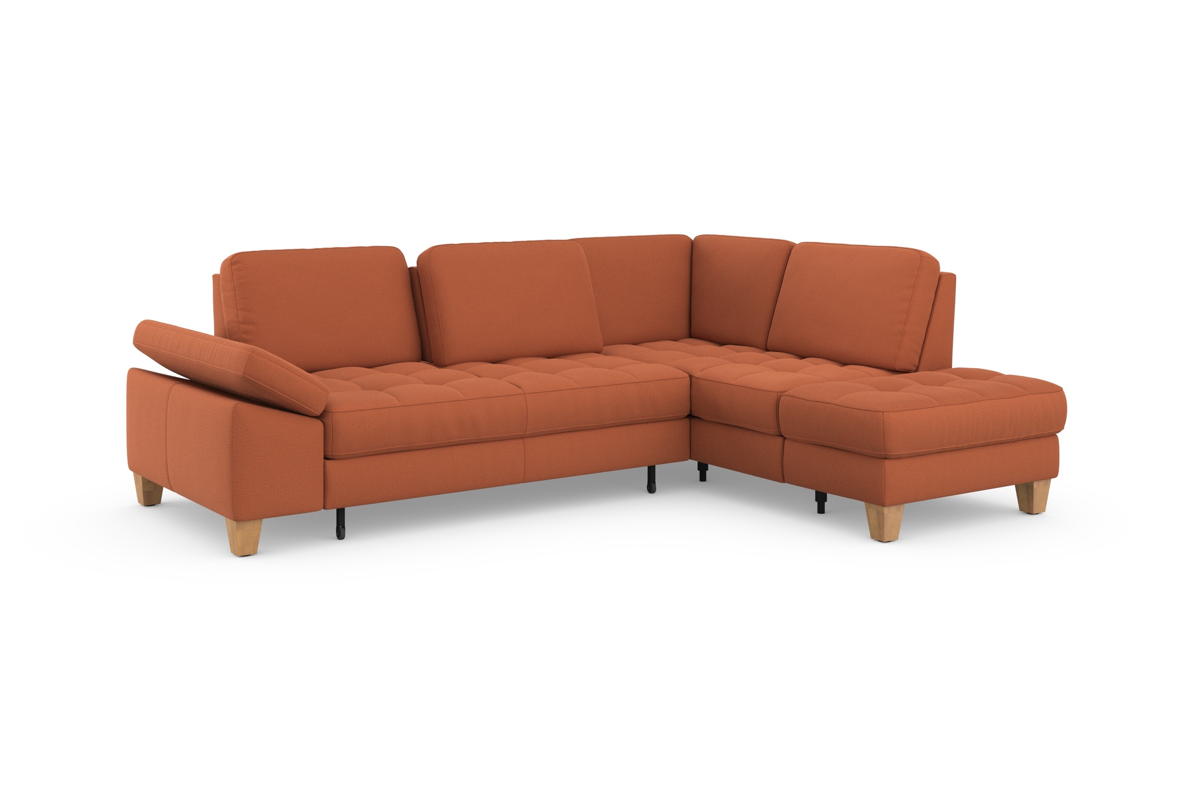 Ecksofa SIT & MORE "Westham L-Form", orange (terra), B:261cm H:88cm T:179cm, 90% Polyester 10%Polyamid, Sofas, Ecksofa, mit Ottomane, mit oder ohne Bettfunktion, Bettkasten, Verstellung 3