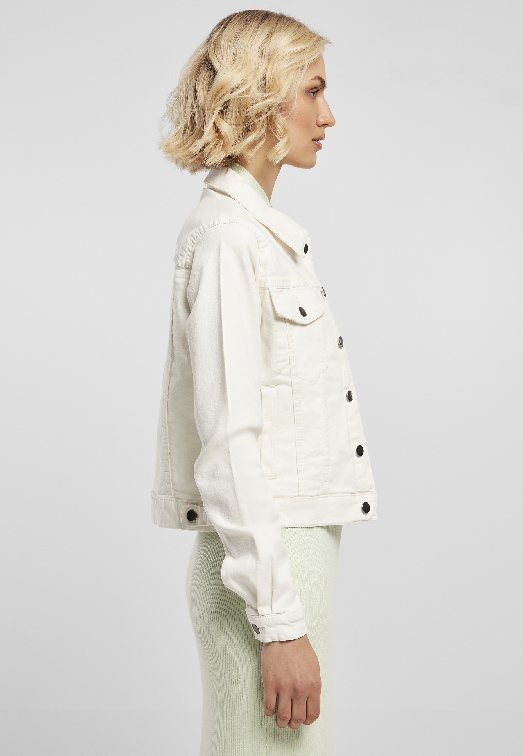 URBAN CLASSICS Jeansjacke »Urban Classics Damen Ladies Organic Denim Jacket« 1 Stk. tlg. ohne Kapuze