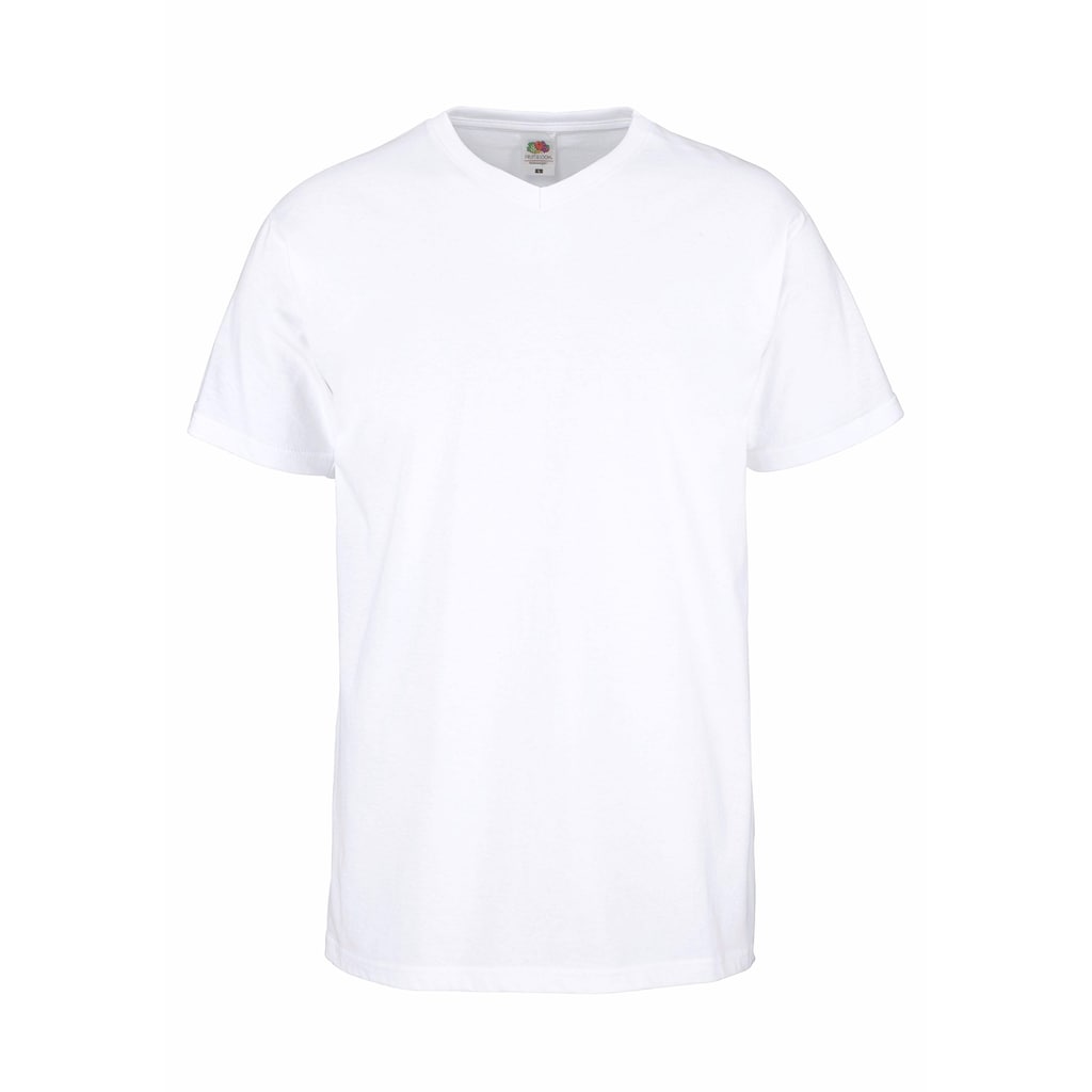 Herrenmode Shirts Fruit of the Loom T-Shirt, (Packung, 2 tlg.), mit V-Ausschnitt weiß + weiß