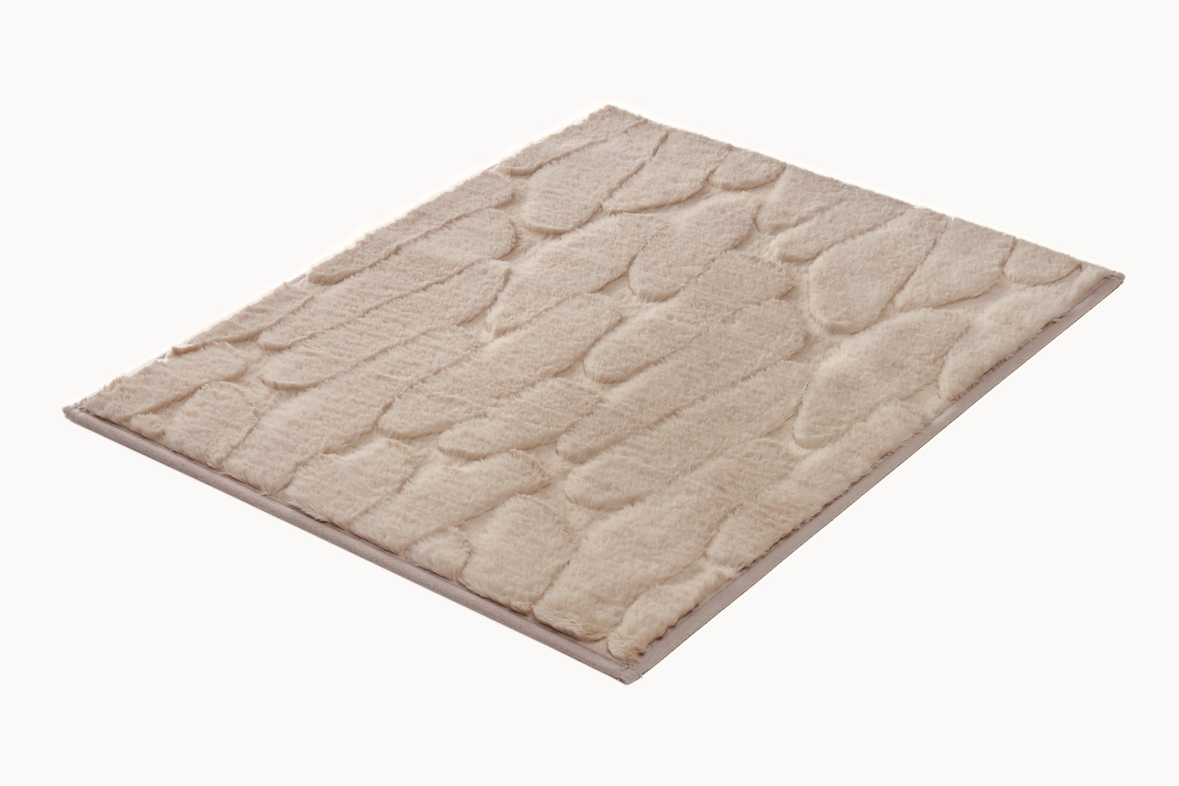 Kleine Wolke ""Tondo", Badvorleger, Badezimmer Teppich" Höhe 5 mm rutschhemmend beschichtet fußbodenheizungsgeeignet Badteppich, Uni Farben, moderens Design, Hoch-Tief Effekt