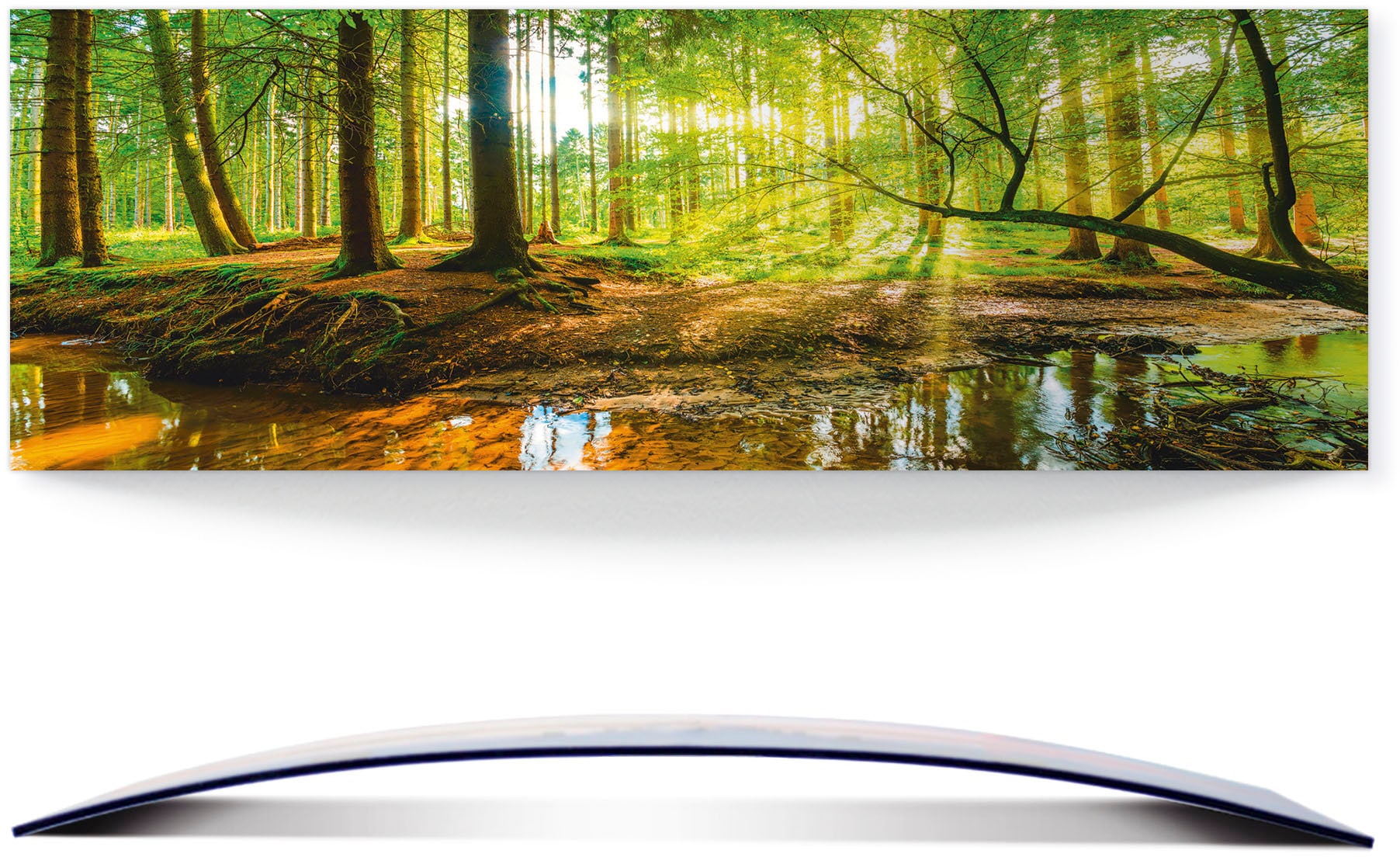 Artland Wandbild "Wald mit Bach", Wald, (1 St.), 3D Optik gebogen