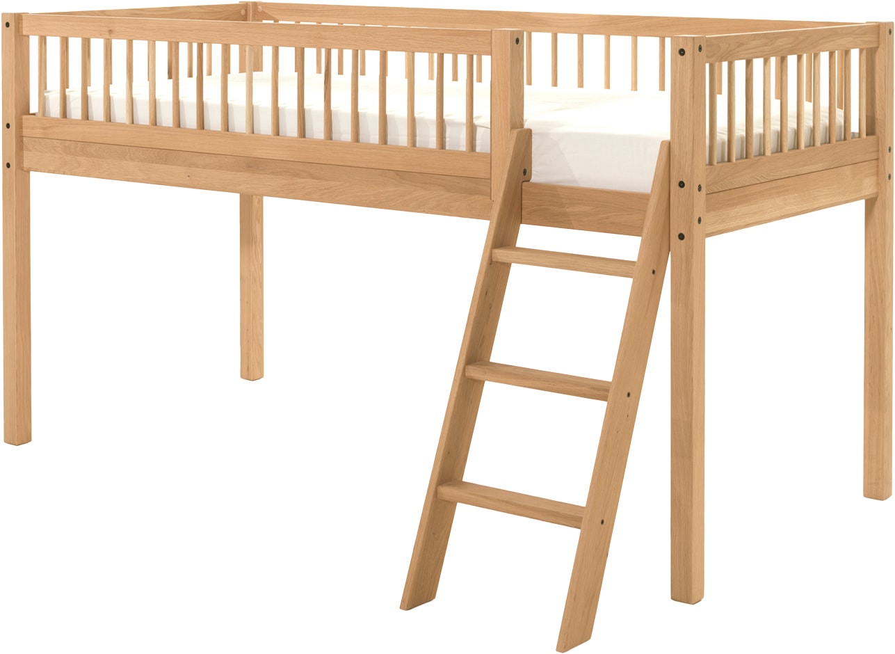 Vipack Spielbett Made in Europe, aus massiver Eiche geölt, LF 90x2000cm, RR, Leiter u. Absturzschutz