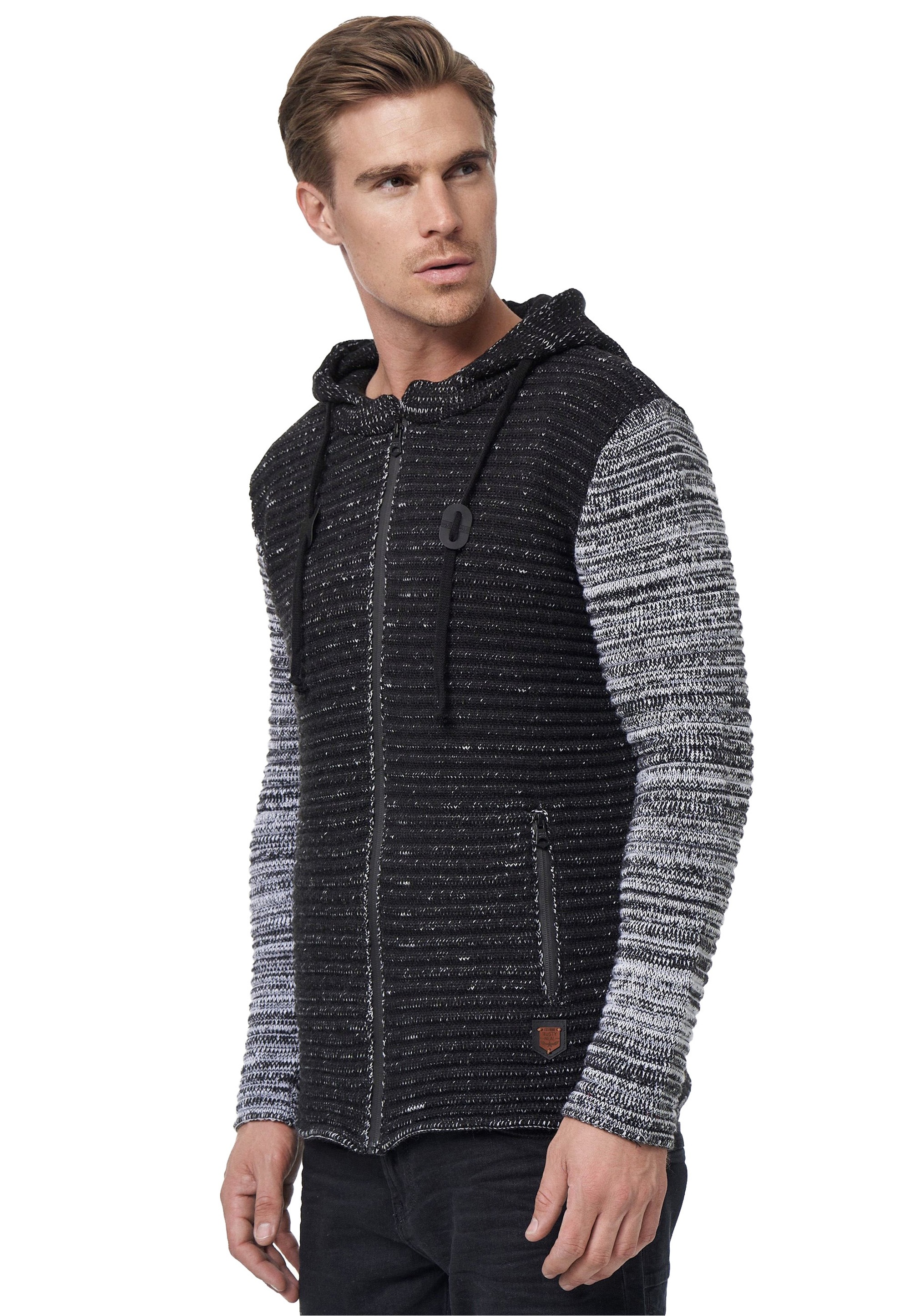 Rusty Neal Strickjacke, mit kuscheliger Kapuze