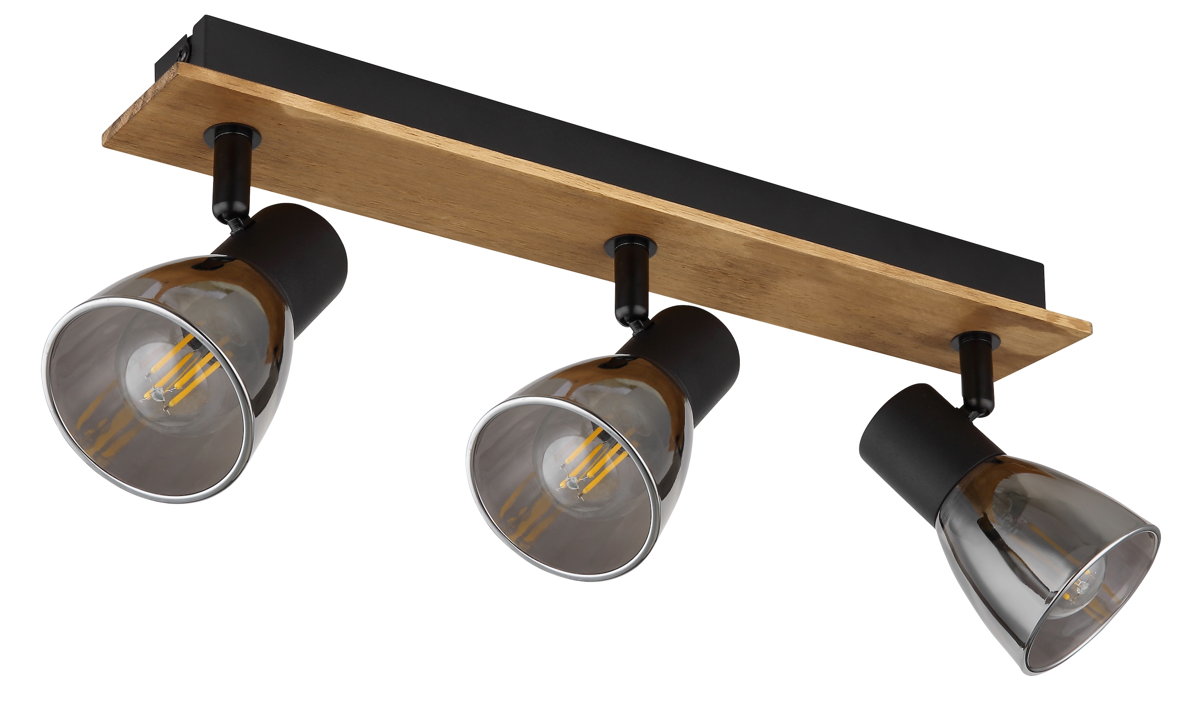 GLOBO LIGHTING Deckenspot »CLAUDE« E14 1 Stk. Strahler Holz/Schwarz, Rauchglas, E14