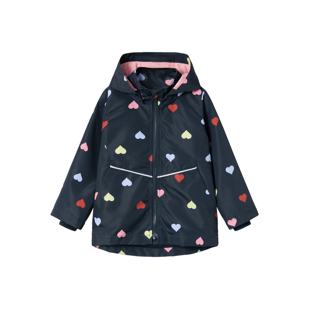 Name It Regenjacke »NMFMAXI JACKET HEART«, mit Kapuze