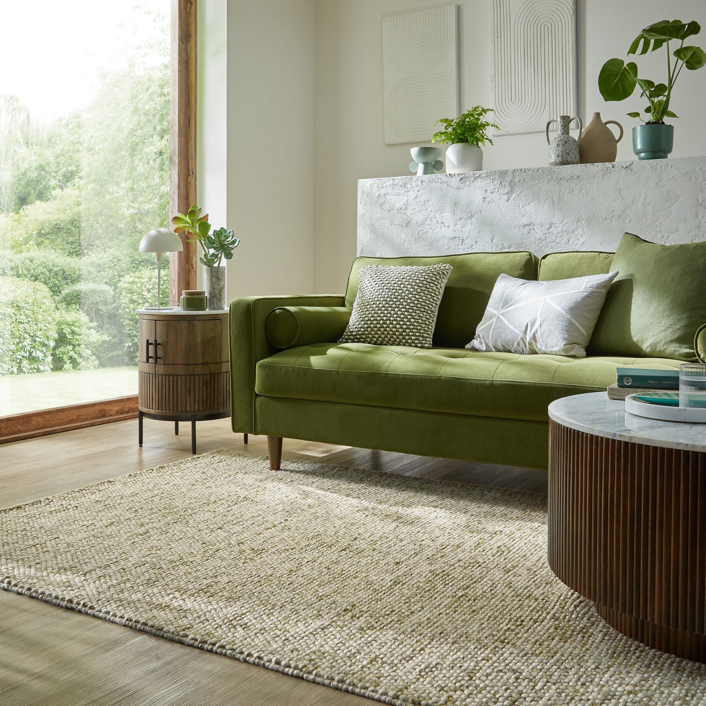 Teppich FLAIR RUGS "Minerals", grün, B:120cm H:3mm L:170cm, Kunstfaser, Wolle, Teppiche, Teppich, Neutraler Teppich aus mineralischer Wollmischung