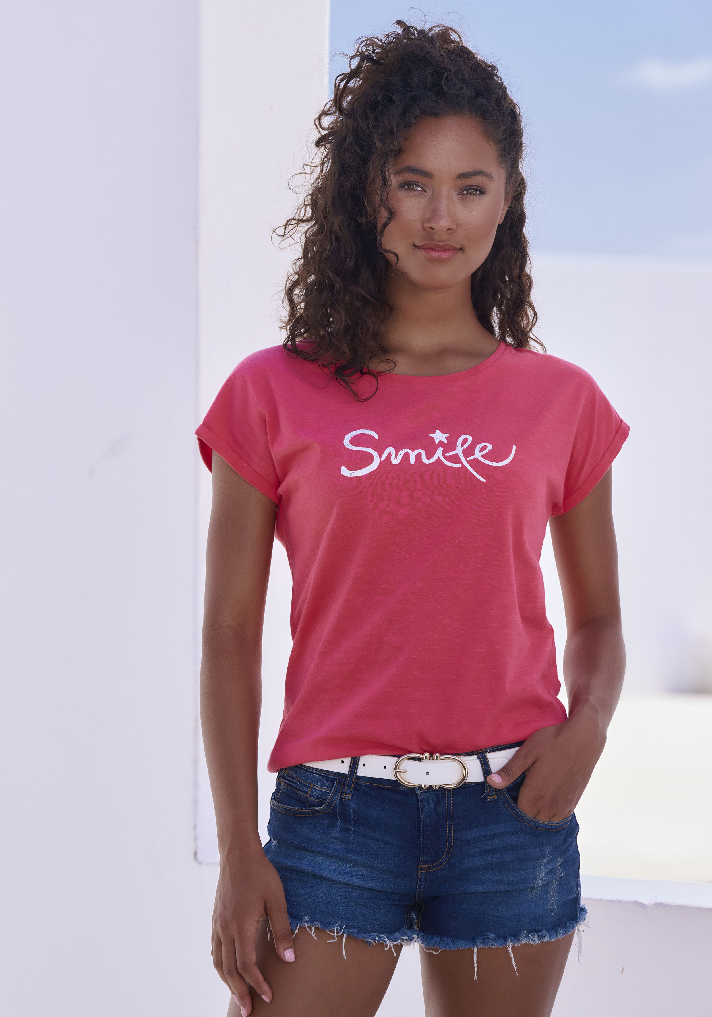 Beachtime by Lascana T-Shirt "Smile" aus reiner Baumwolle - perfekt für den Sommer