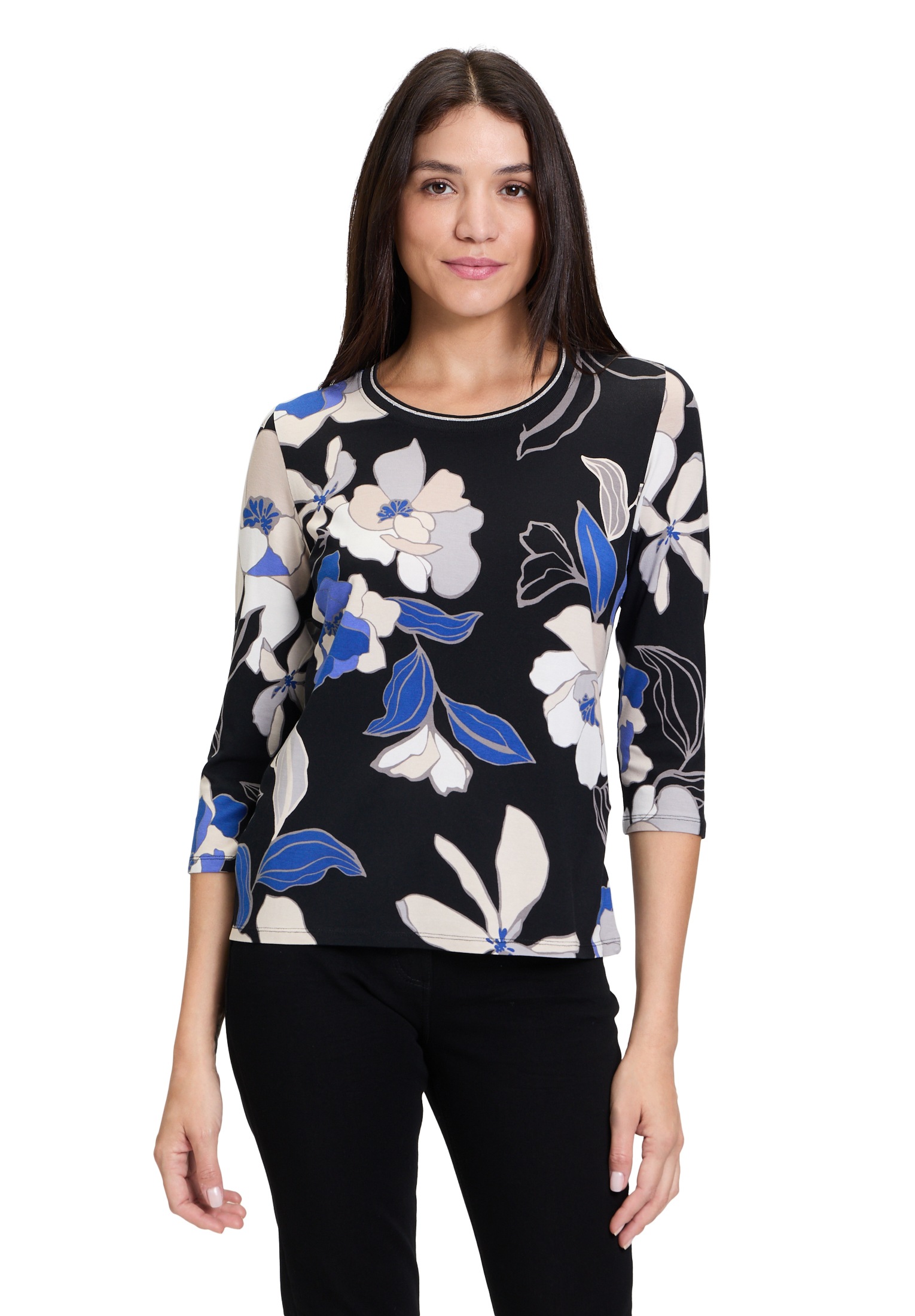 Betty Barclay 3/4-Arm-Shirt "Betty Barclay Basic Shirt mit Print", Rippbündchen