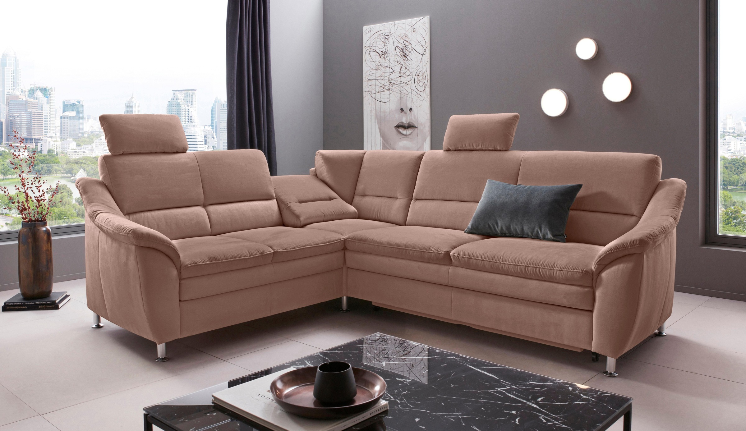 Places of Style Ecksofa "Cardoso L-Form", Federkern, wahlweise mit Bett, Sc günstig online kaufen