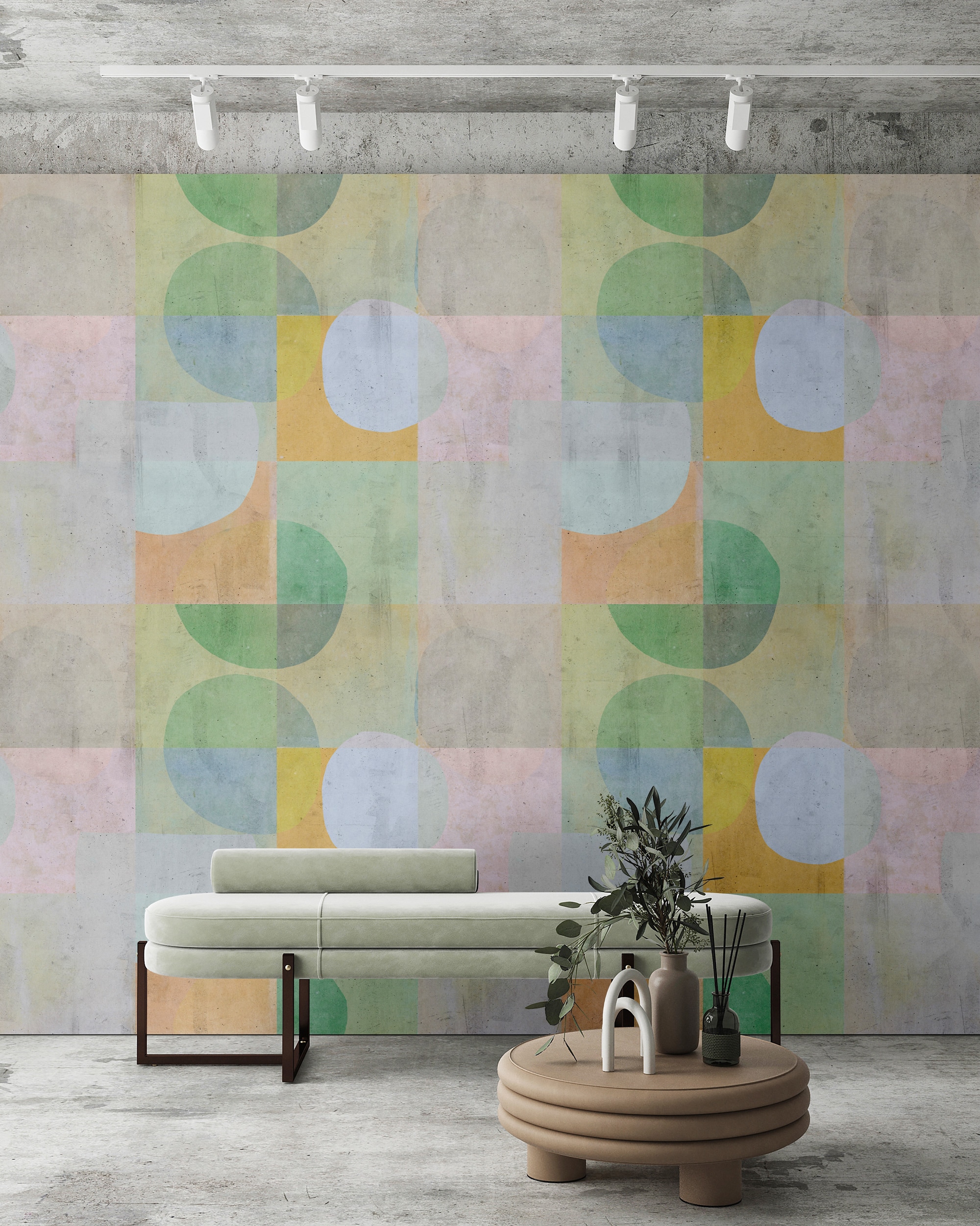 living walls "Geometrische Tapete Pastellfarben Abstrakte Formen" matt glatt