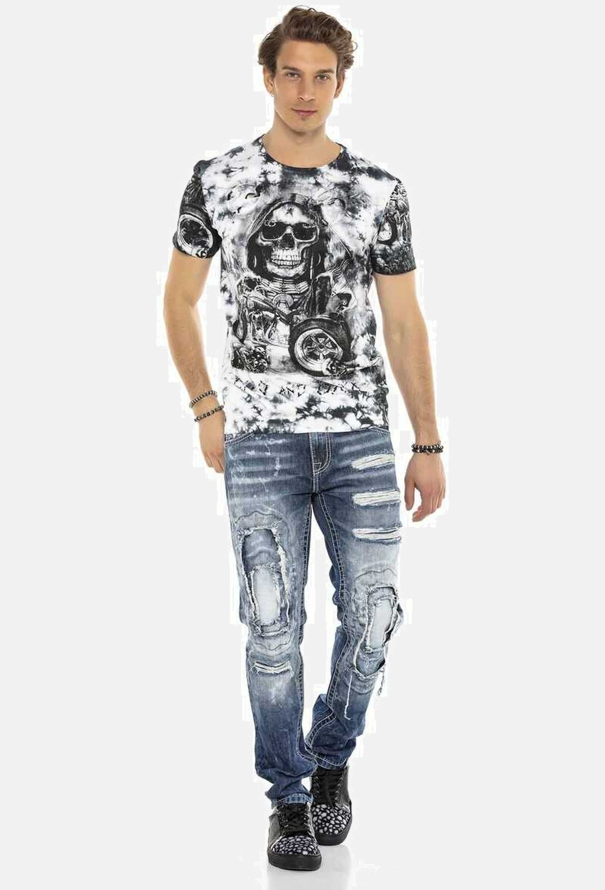 Cipo & Baxx Regular-fit-Jeans »Cipo & Baxx Jeans DENIM« bequeme Jeans im ausgefallenen Lagen-Design, CD611