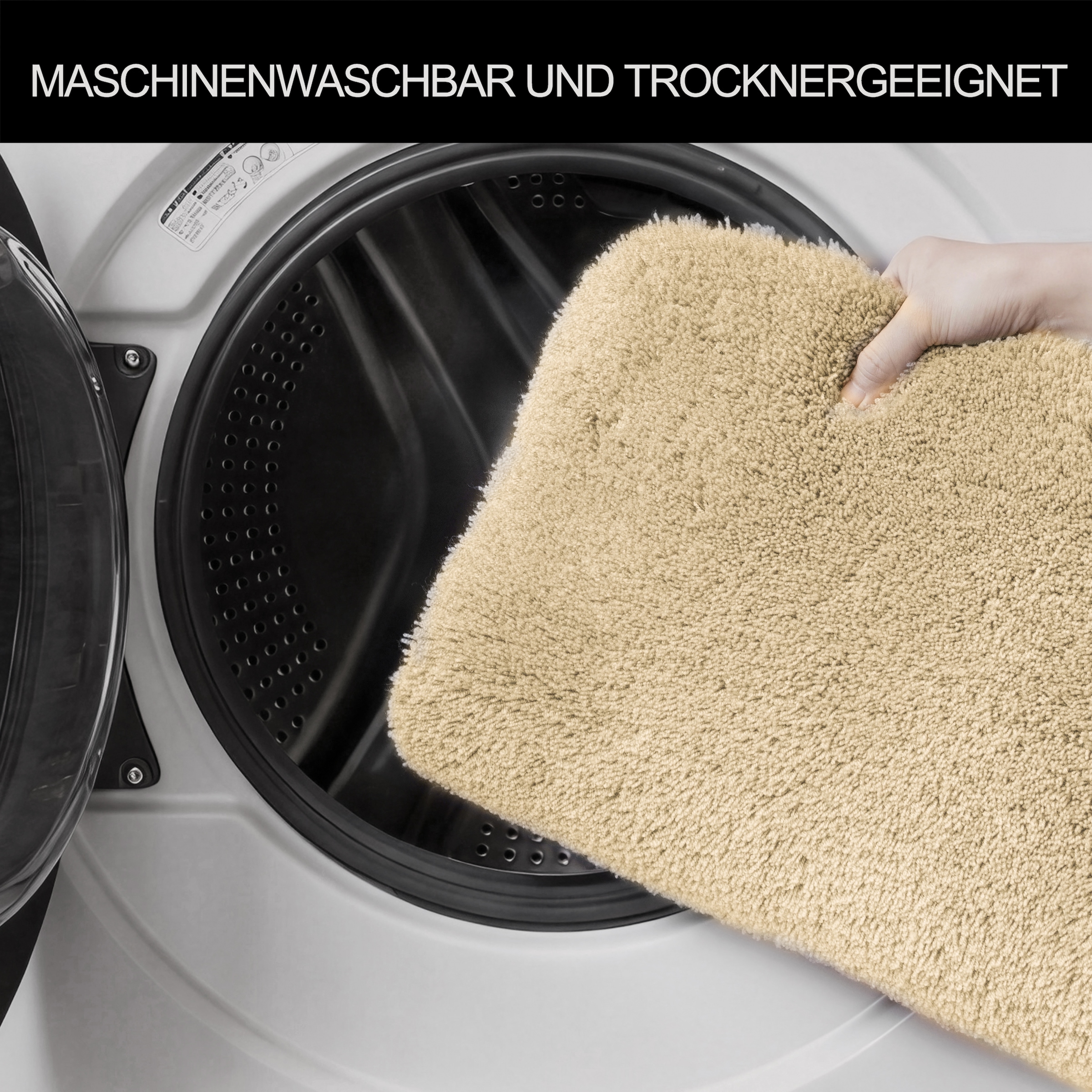 Bruno Banani Badematte »Lana Premium, Badvorleger, Badezimmer Teppich« Höhe 30 mm rutschhemmend beschichtet fußbodenheizungsgeeignet | schnell trocknend | strapazierfähig Badteppich, Badematten, unifarben, rechteckig, 3-tlg. Set & halbrund