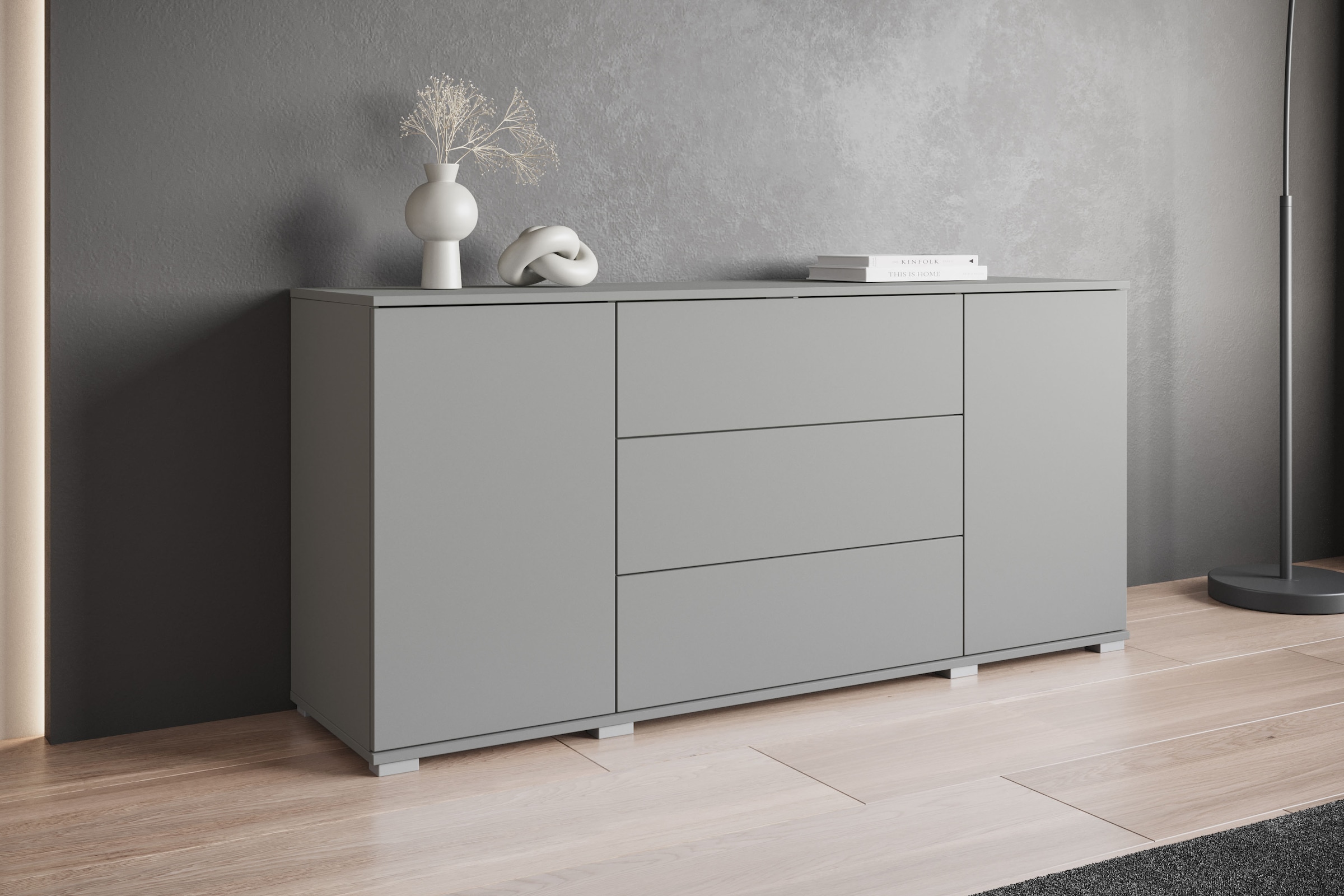 INOSIGN Sideboard »Kenia«, (1 St.), Modernes Sideboard mit 3 Schubladen und 4 Fächern, Breite 150 cm
