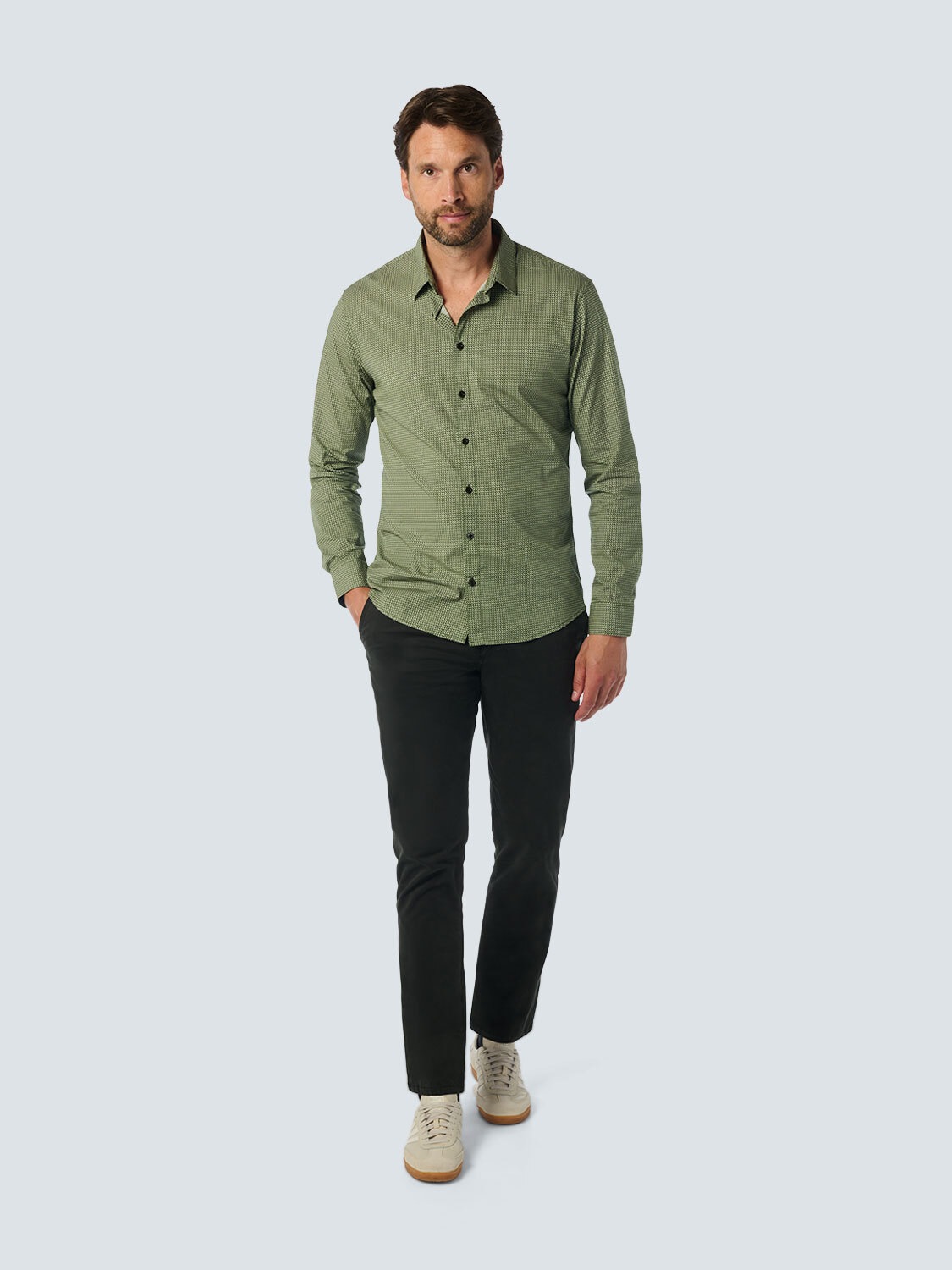 NO EXCESS Langarmhemd »No Excess Stretch All-Over Print Shirt«