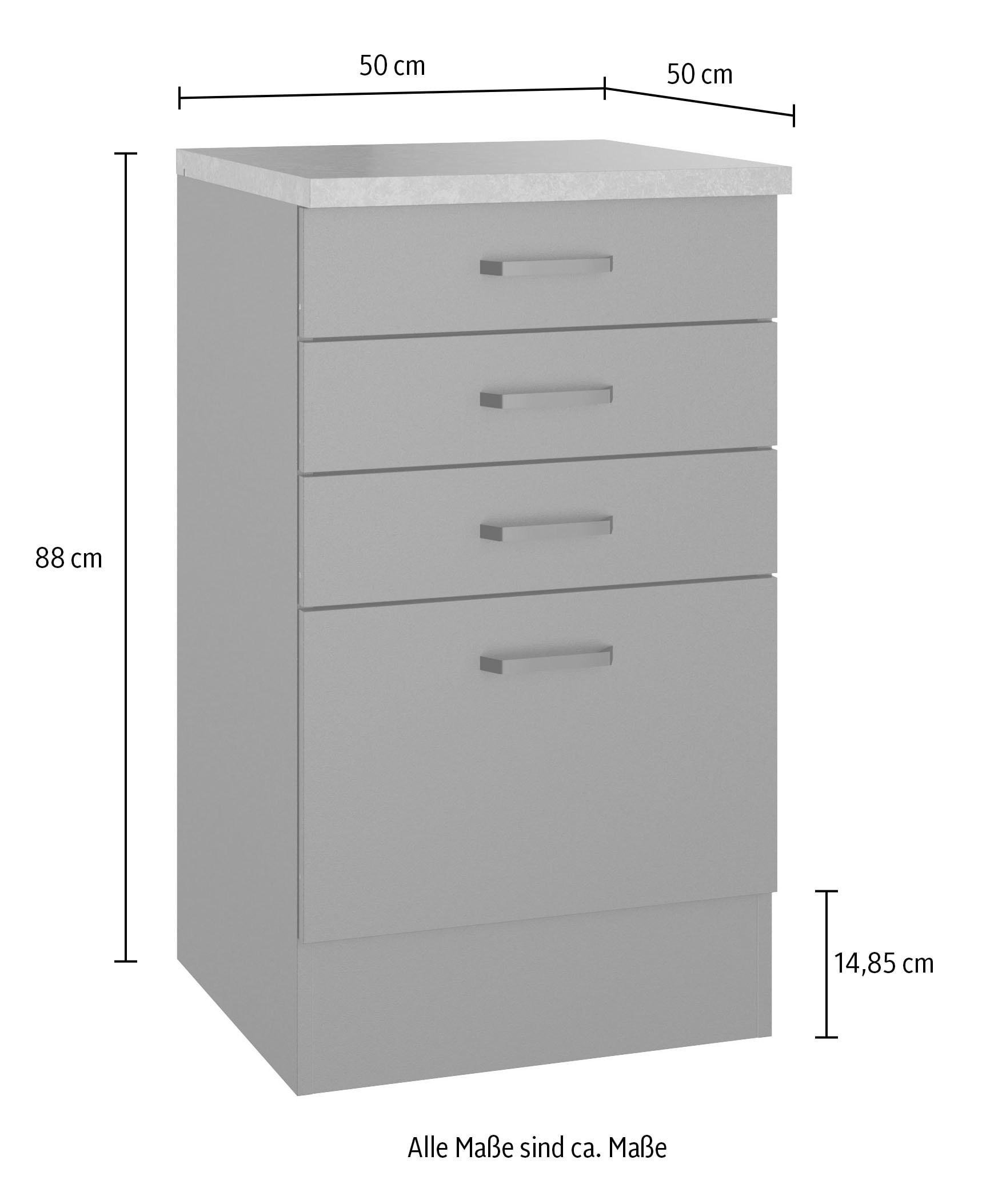 OPTIFIT Unterschrank »OPTImulti« Breite 50 cm, Tiefe 50 cm, mit 3 Schubkästen, 1 Auszug