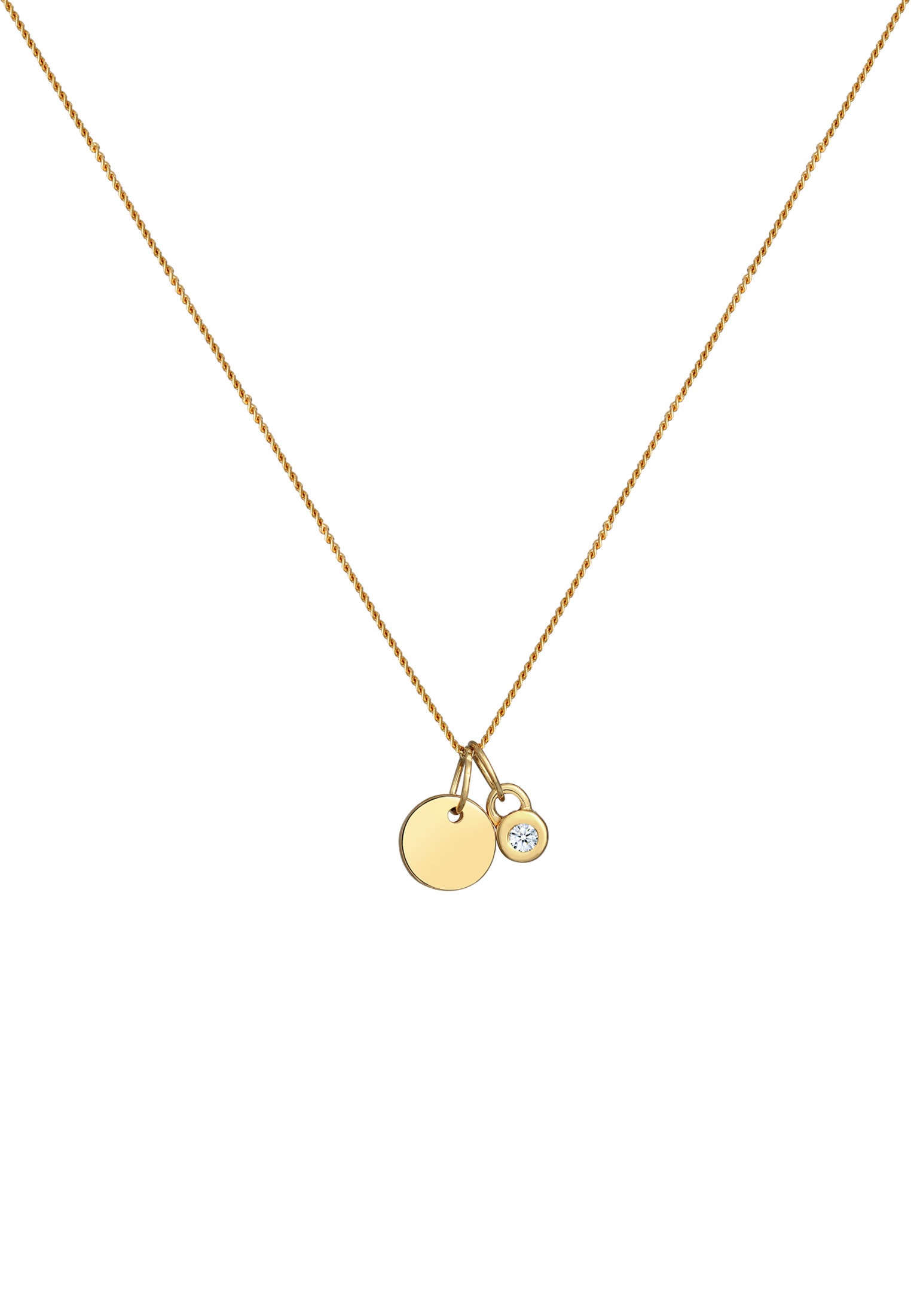 Elli DIAMONDS Collierkettchen »Kreis Geo Solitär Diamant (0.03 ct.) 585 Gelbgold«