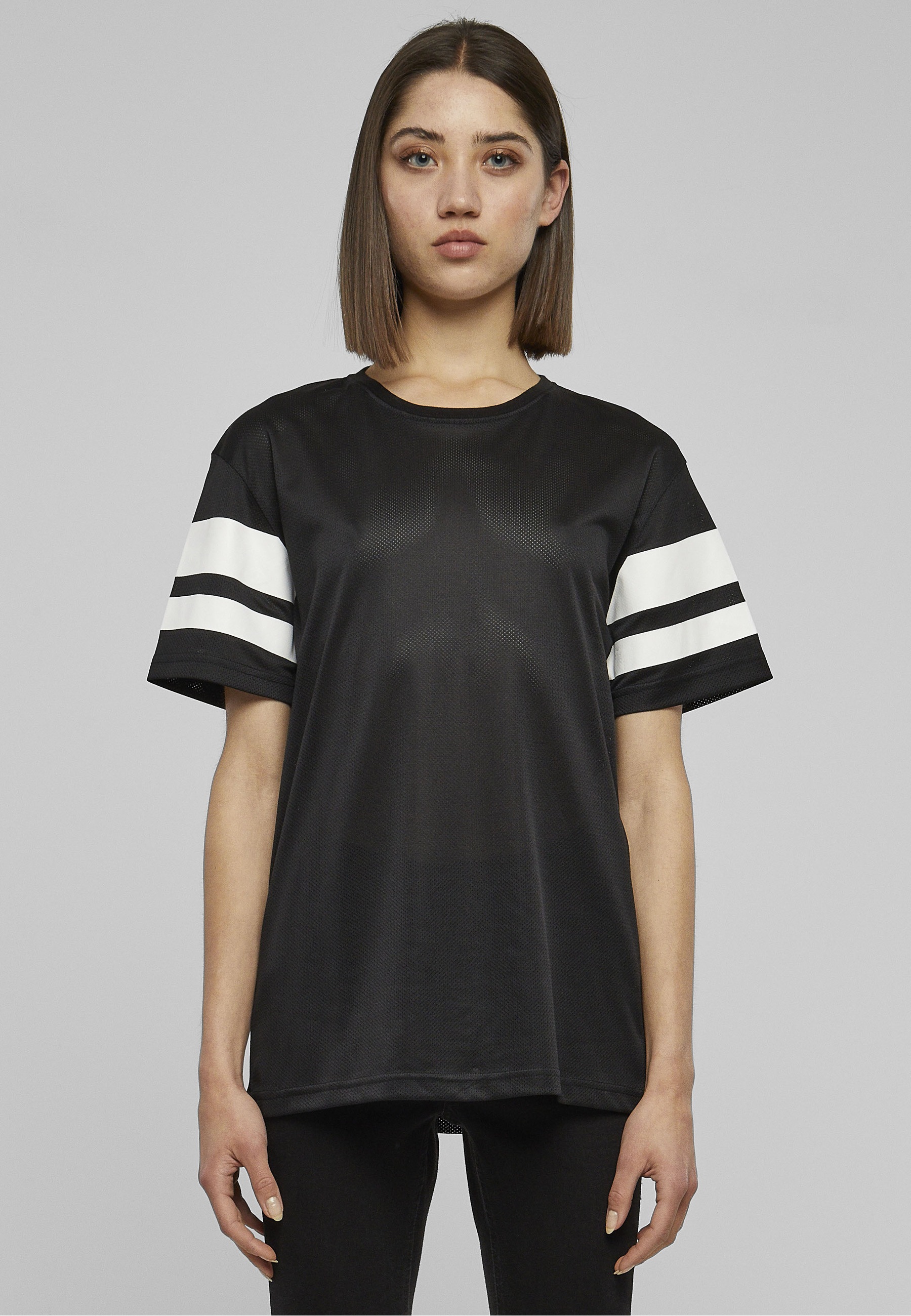 URBAN CLASSICS T-Shirt »Urban Classics Damen Ladies Stripe Mesh Tee« 1 Stk.