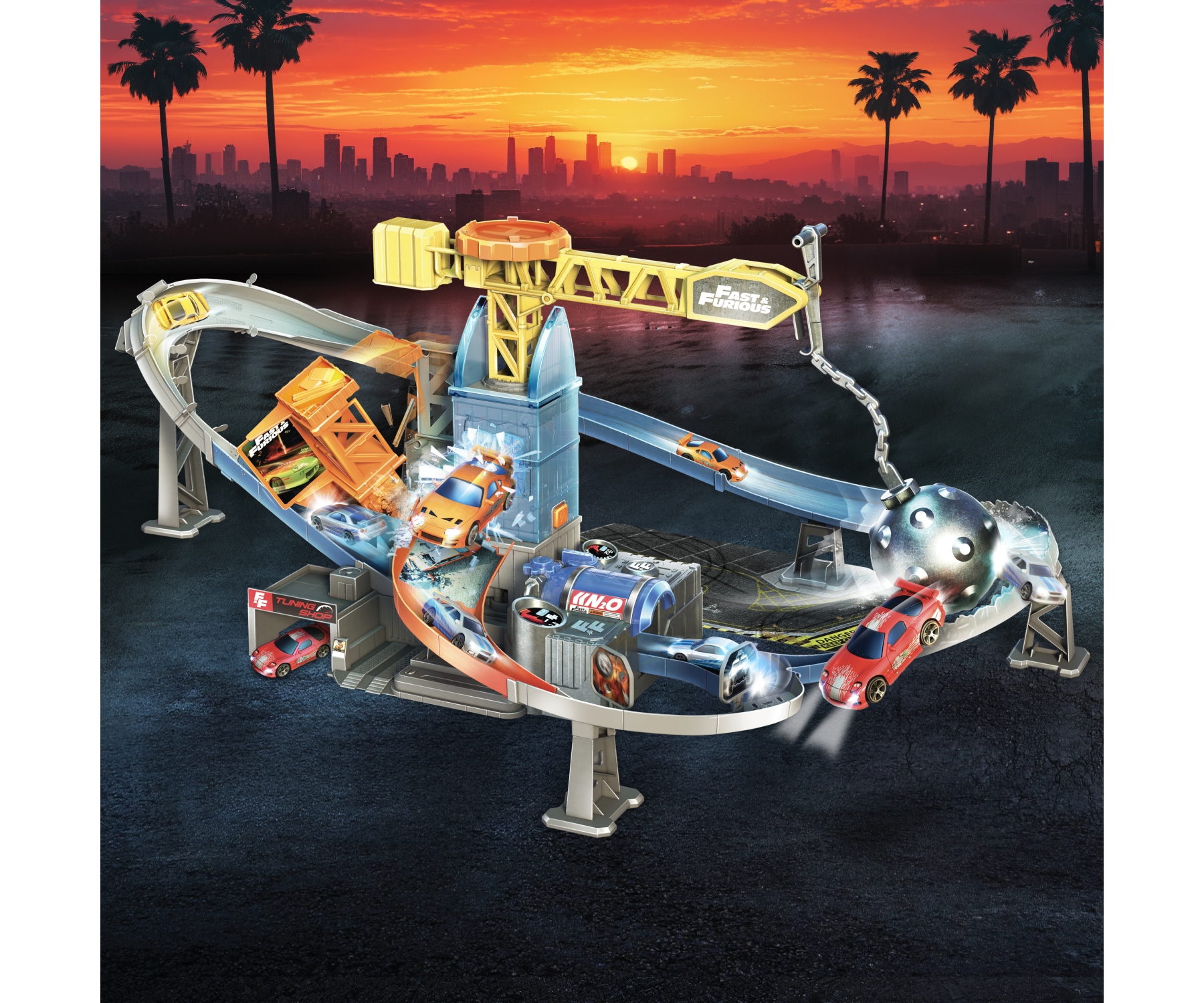 Dickie Toys Autorennbahn »Fast & Furious Wrecking Ball Rampage« mit Licht und Sound
