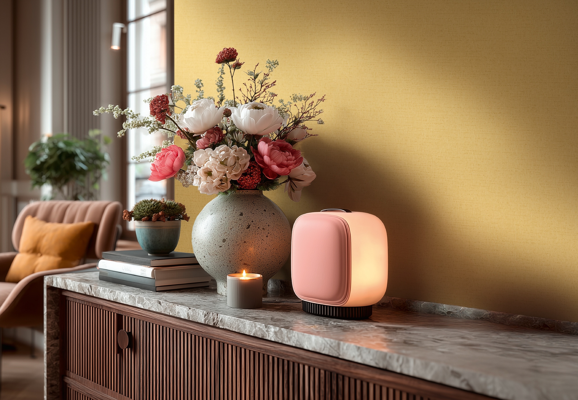 living walls Vliestapete »Vibes & Styles Mila – Natural Linen Vliestapete« uni leicht strukturiert Feine Textiloptik mit dezenter Struktur für eine wohnliche Atmosphäre