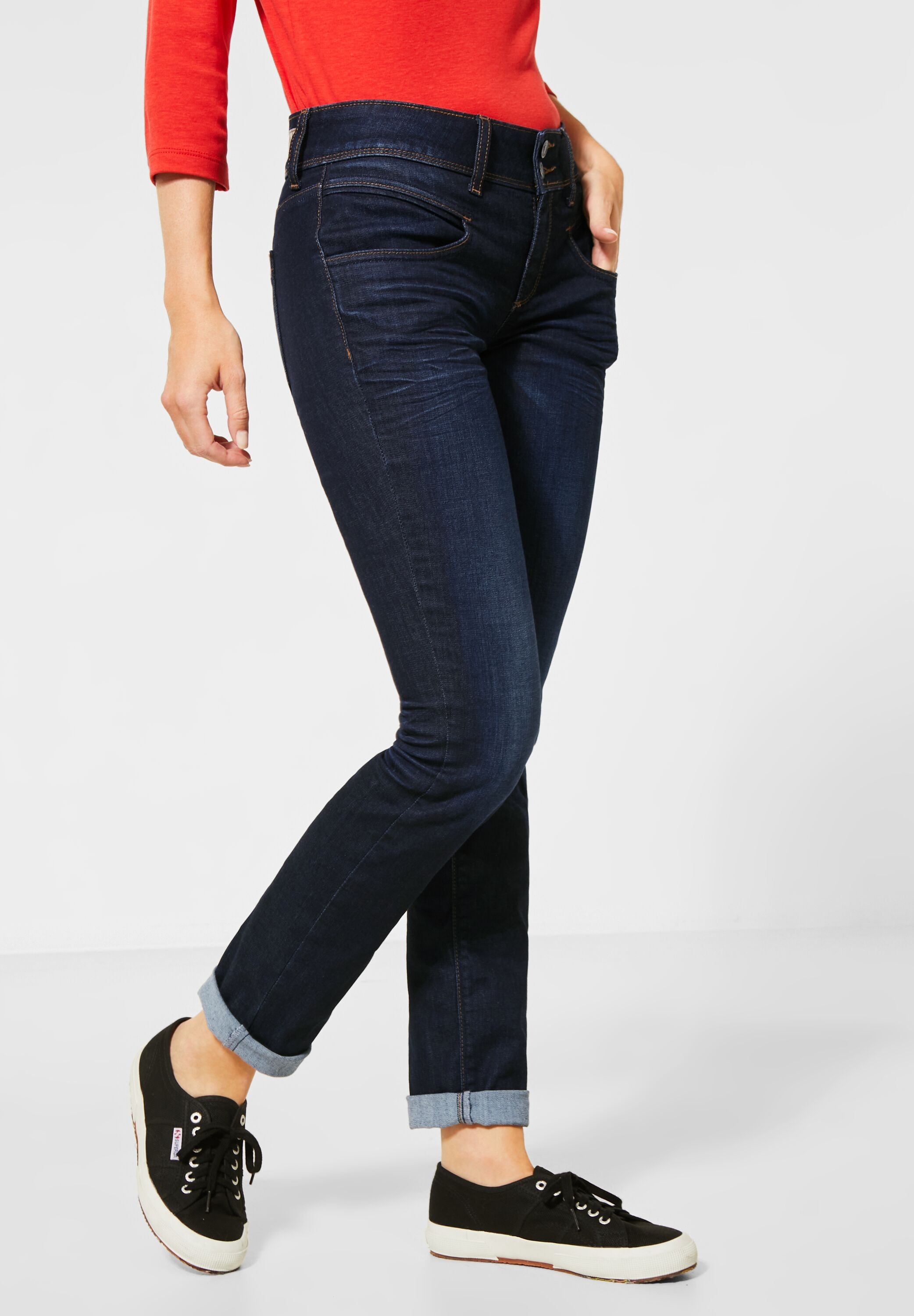 STREET ONE Comfort-fit-Jeans, in dunkelblauer Waschung günstig online kaufen