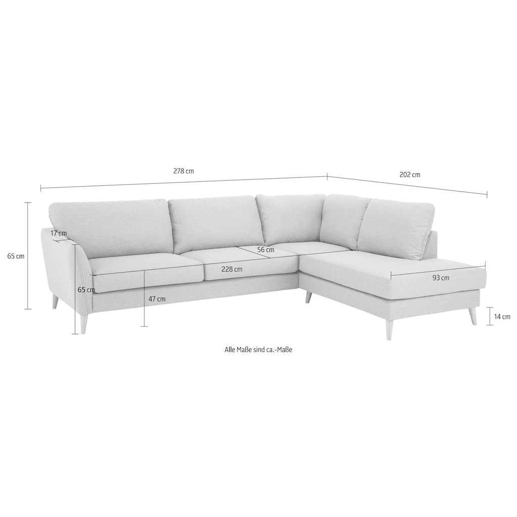 Home affaire Ecksofa »MARSEILLE 278/202 cm, Ottomane rechts/links wählbar«