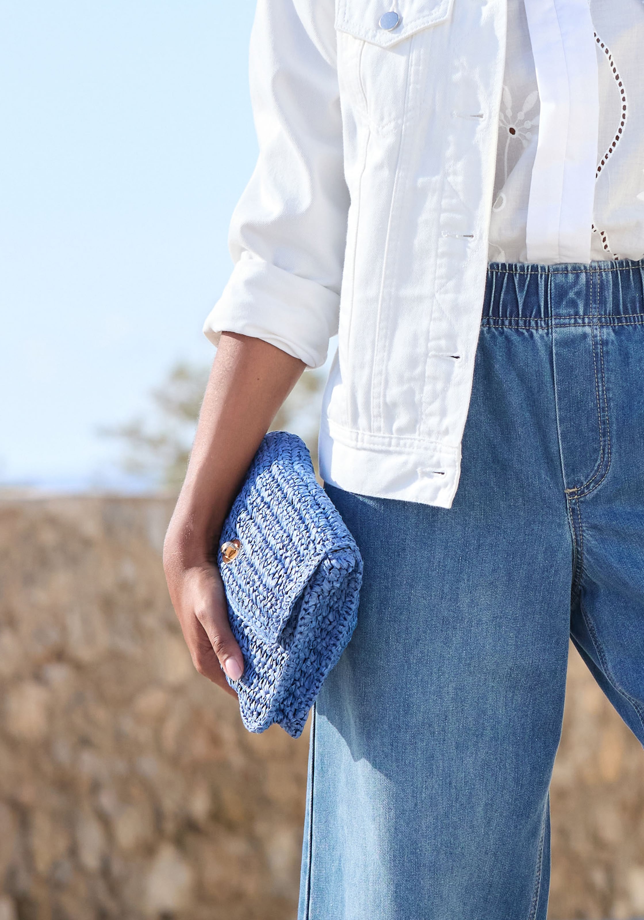 Vivance Umhängetasche »Handtasche« Minibag, Henkeltasche, Bast-Optik, Sommertasche, Crossbody Bag