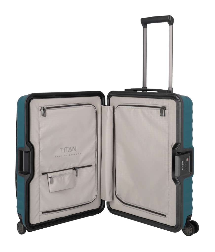 TITAN® Hartschalen-Trolley »LITRON Frame mit Vortasche, Safeplus-Verschluss«, 4 Rollen, Hartschalen-Koffer Made in Germany mit 10 Jahren Herstellergarantie