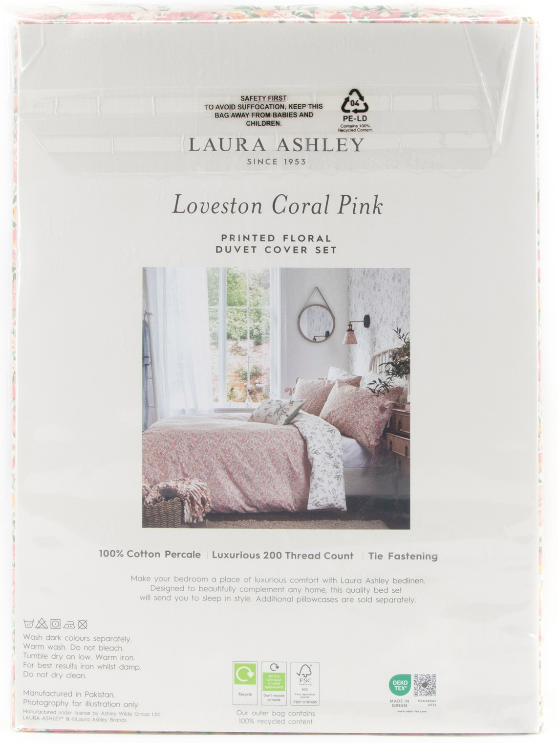 LAURA ASHLEY Wendebettwäsche »Loveston, aus Baumwoll Satin,« 3 tlg. mit floralem Muster, 3teilig, inkl 2 Kissenbezüge