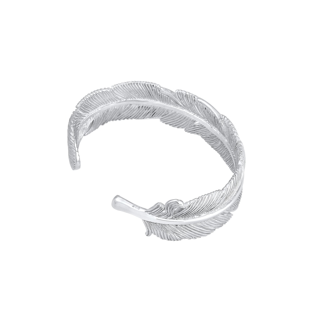 Elli Premium Armreif »Armreif Bangle Feder Boho 925 Sterling Silber«