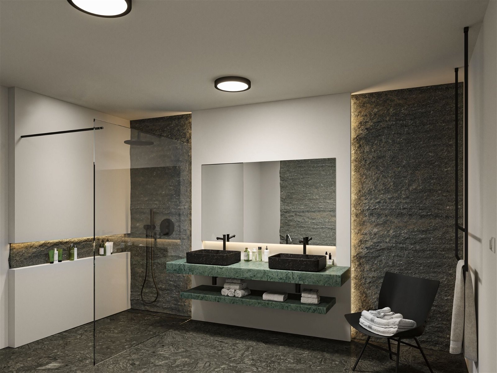 Paulmann LED Deckenleuchte »Selection Bathroom WhiteSwitch BAUR 1 24W | Tega IP44 Kunststoff«, Schwarz flammig-flammig, 230V