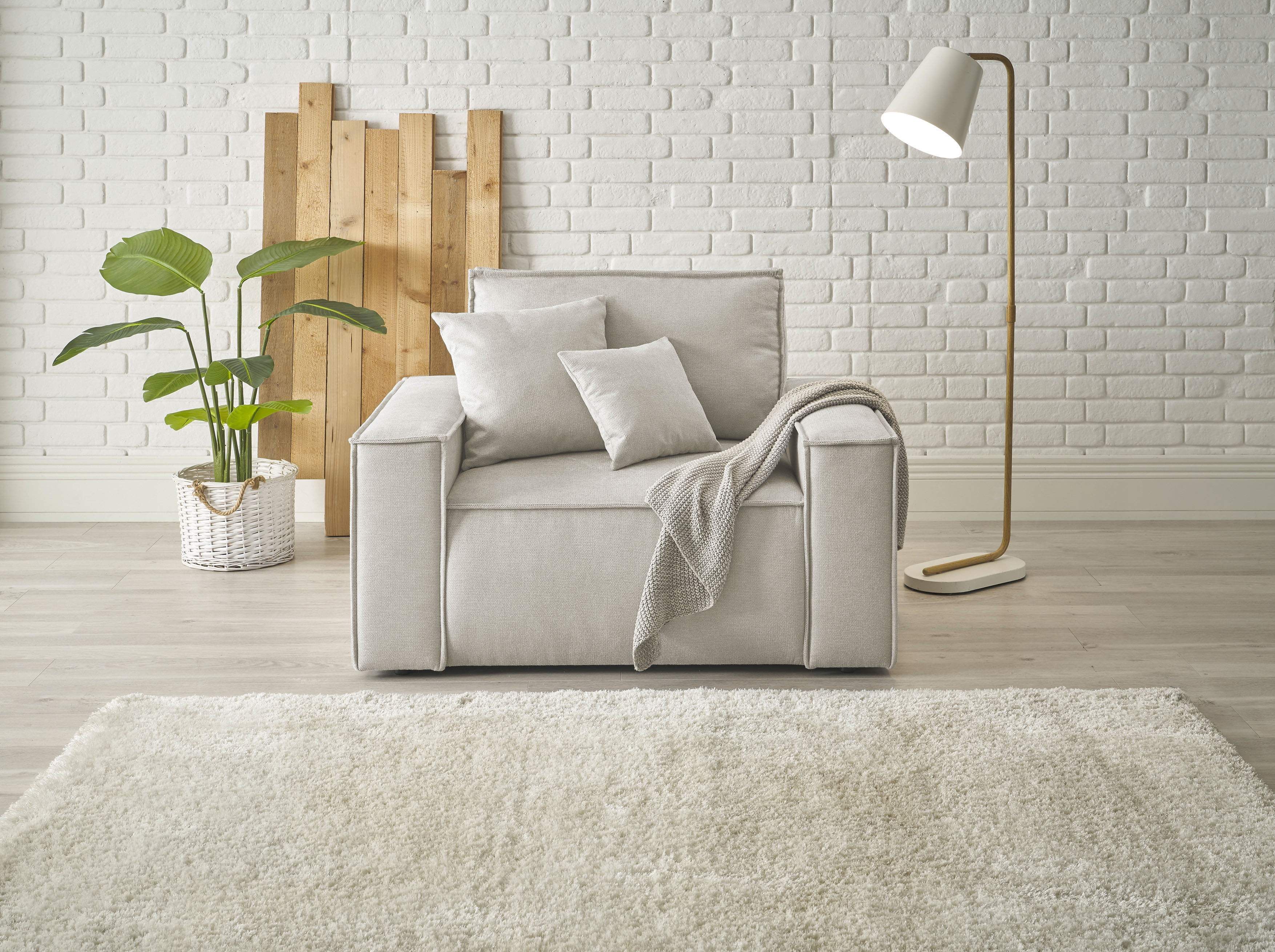 OTTO home Loveseat "FINNLEY Struktur fein, XXL-Sessel, Lesesessel, inkl. Zierkissen" 1 Stk. tlg. verfügbar in den Stoffqualitäten Bouclé, Struktur fein und Mega Cord