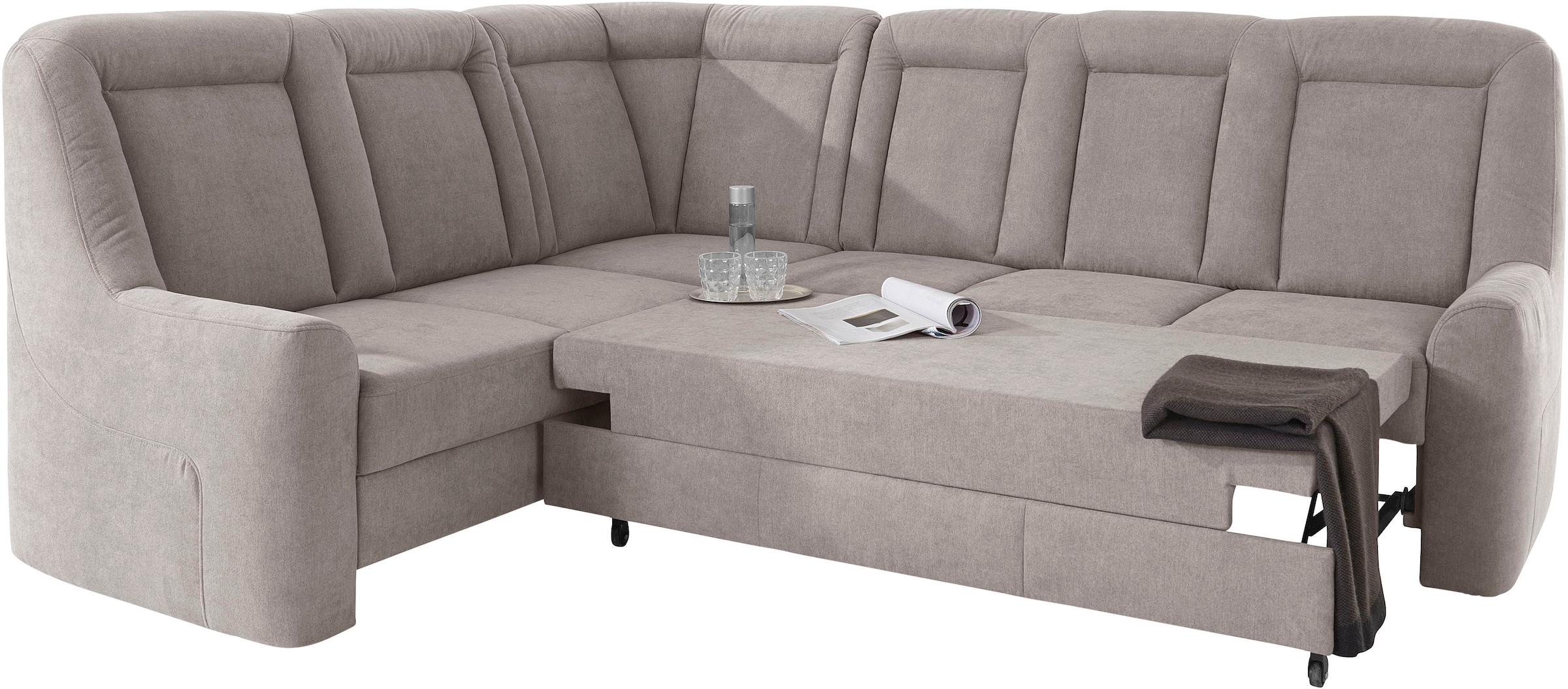 sit&more Ecksofa »Melissa L-Form«, klassisches Polsterprogramm, wahlweise Bettfunktion und Schubkasten