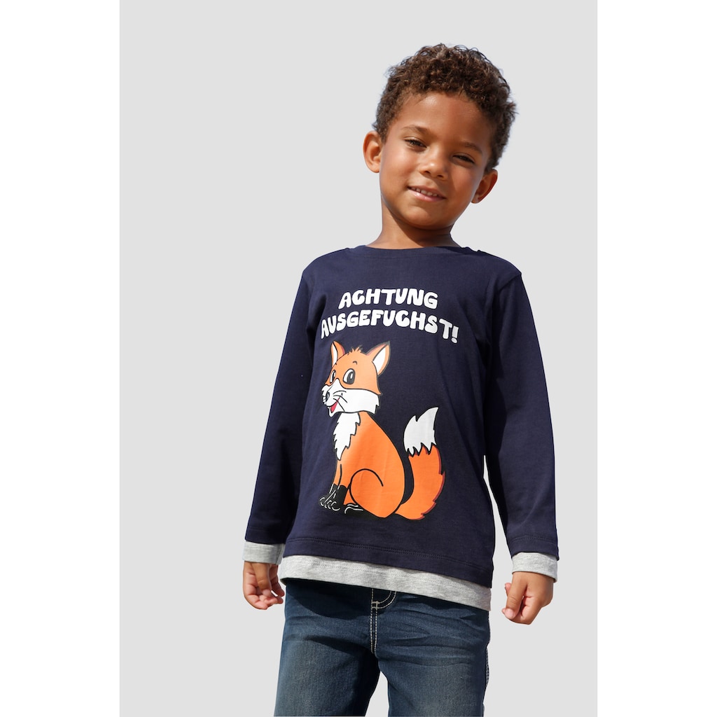 KIDSWORLD Langarmshirt »ACHTUNG AUSGEFUCHST«, Spruch