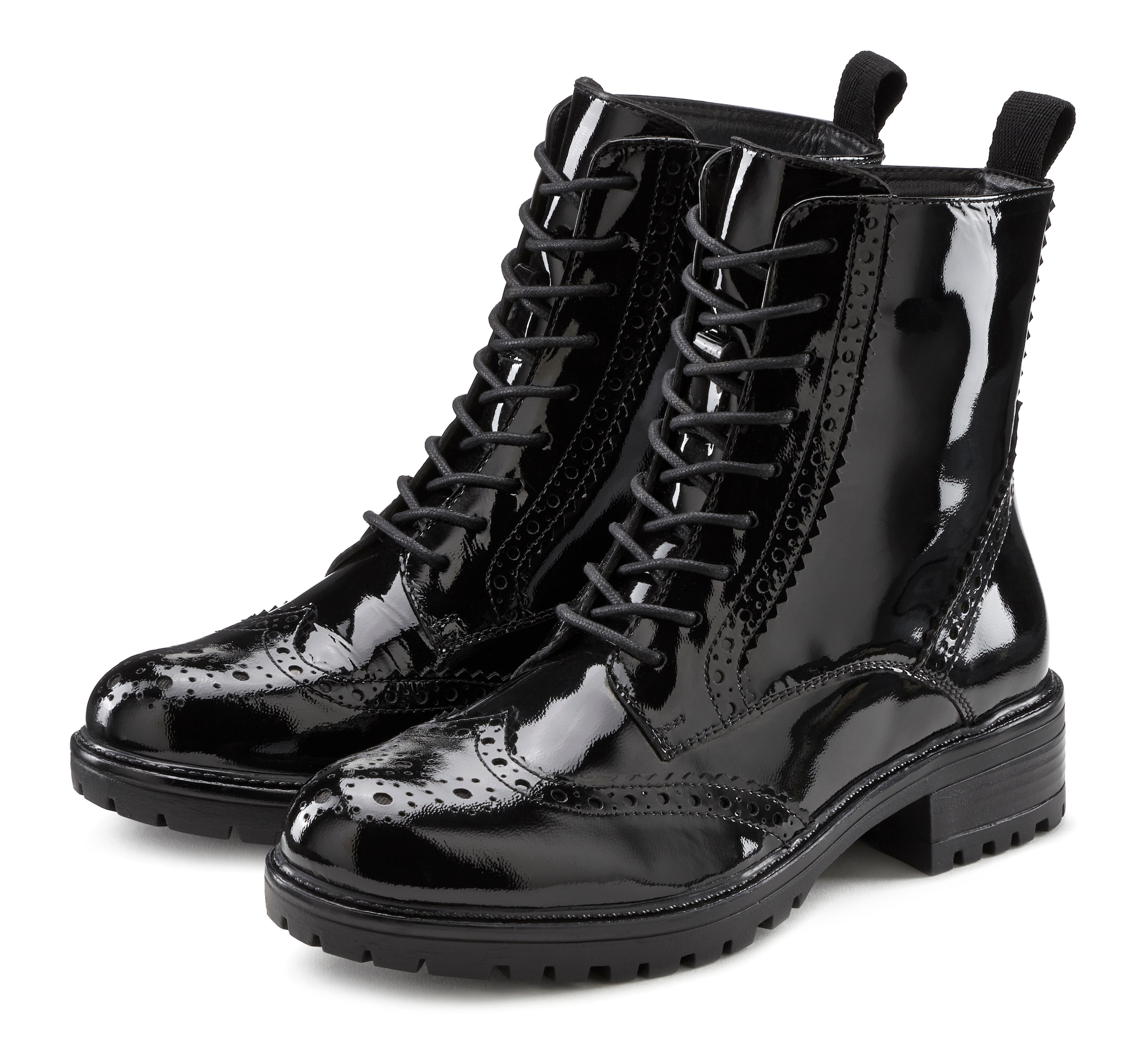 LASCANA Schnürboots "Schnürstiefelette, Ankle Boots, Herbststiefelette," aus Leder zum Schnüren & mit Reißverschluss