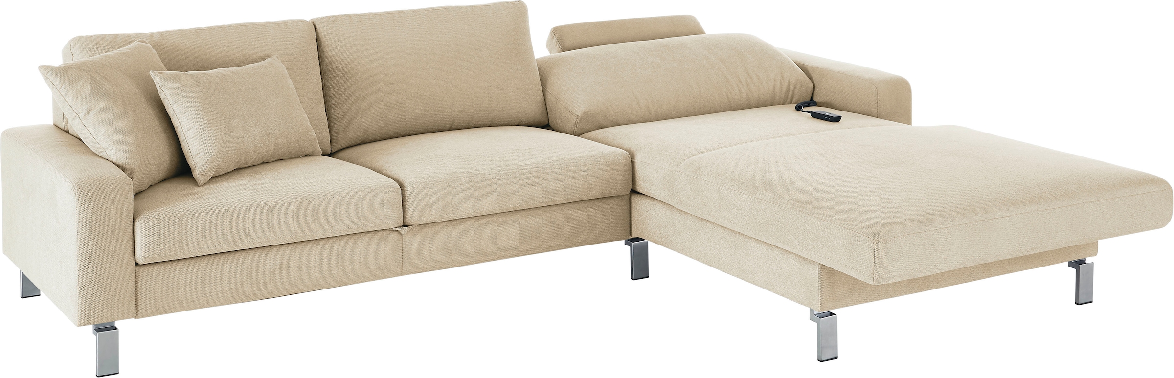 3C Candy Ecksofa »Lecce, wahlweise PUR-Schaumstoff oder Tonnentaschenfederkern«, Bett im 2,5-Sitzer, teilmotorische Schlaffunktion im Longchair, L-Form