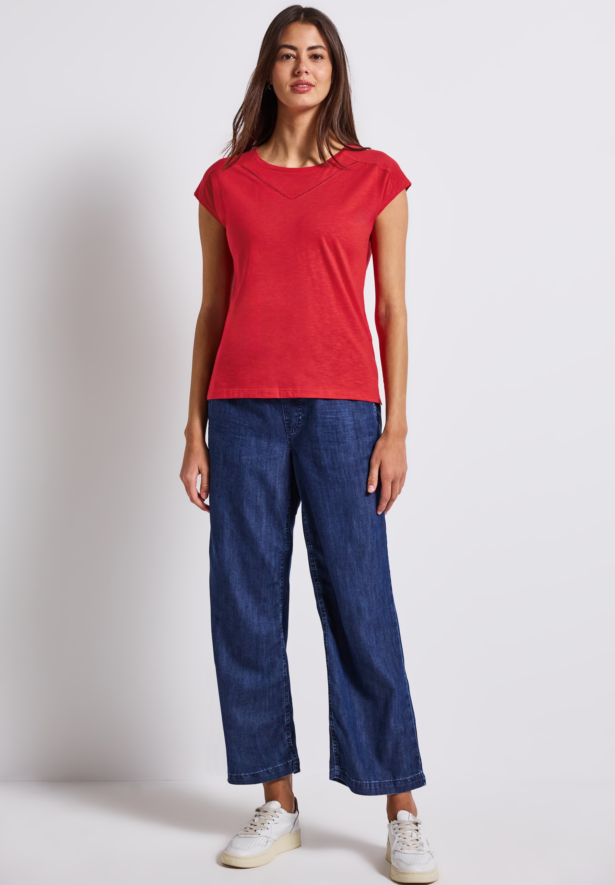 STREET ONE T-Shirt, mit Materialmix