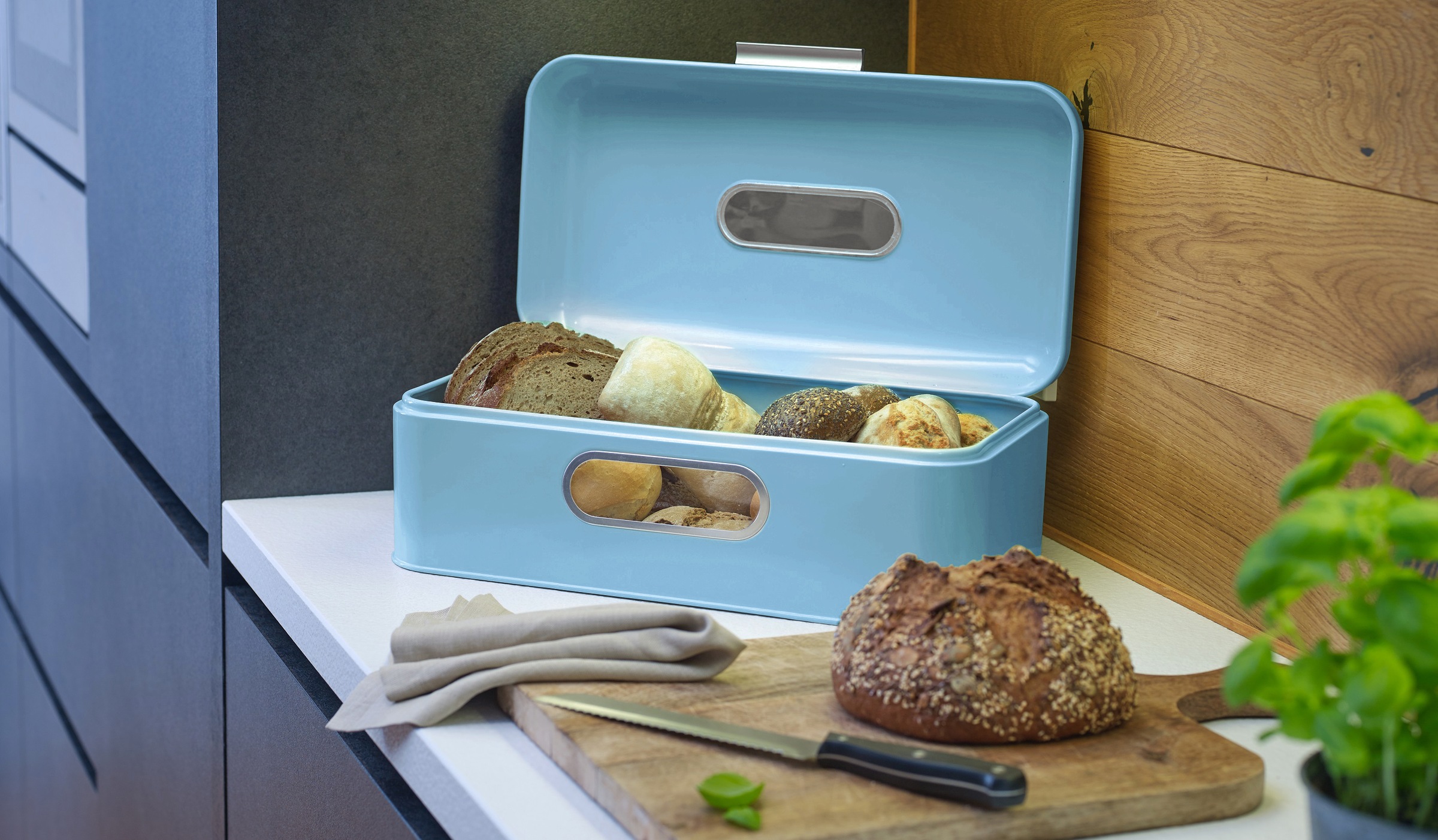 ECHTWERK Brotkasten "Retro-Brotbox aus Metall "big"" Brotbehälter im Retro-Design, 2 praktische Sichtfenster