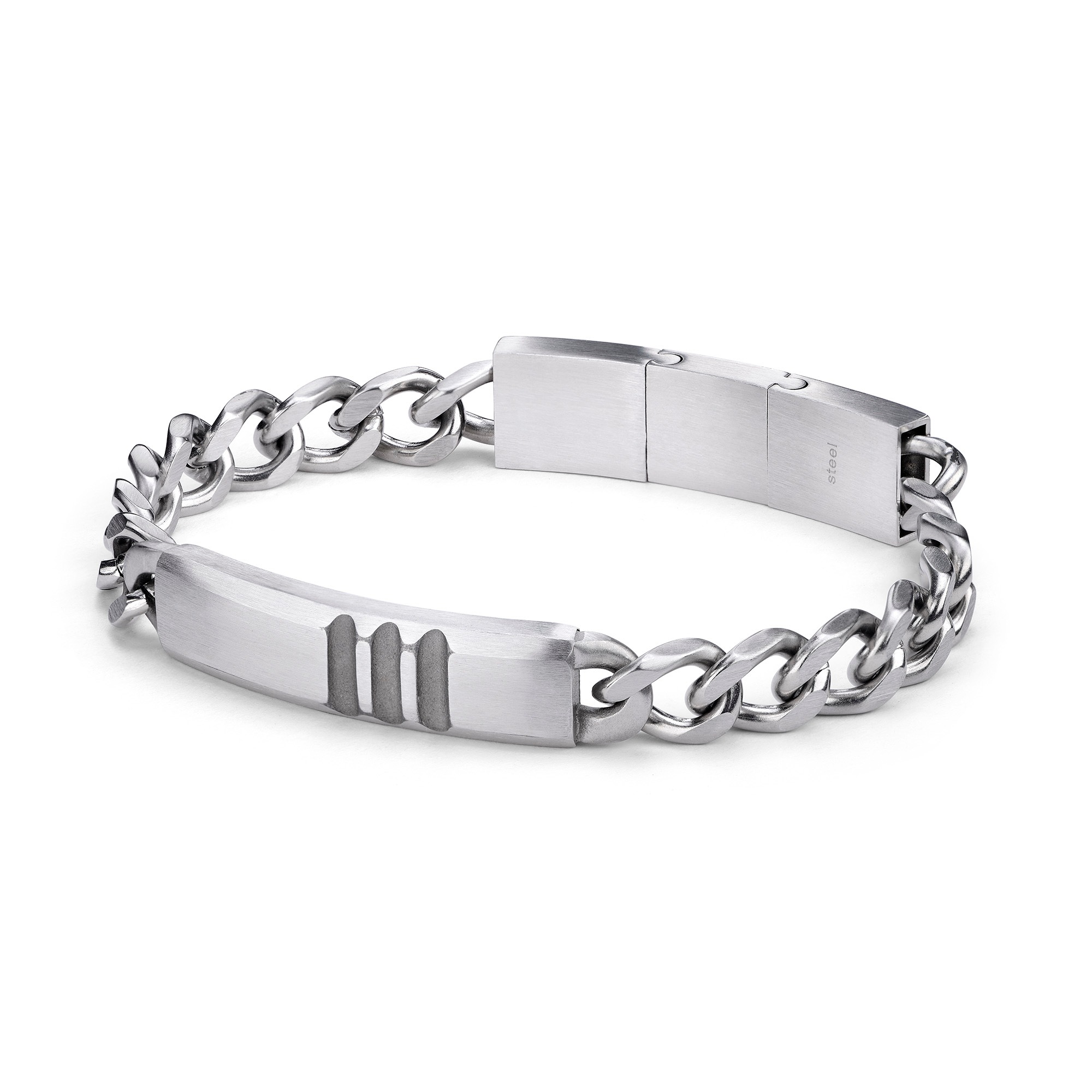 FYNCH-HATTON Herren Armband "Schmuck Geschenk Edelstahl Armkette Curb Chain", 18,5cm, Edelstahl, silber, Edelstahl, Armbänder