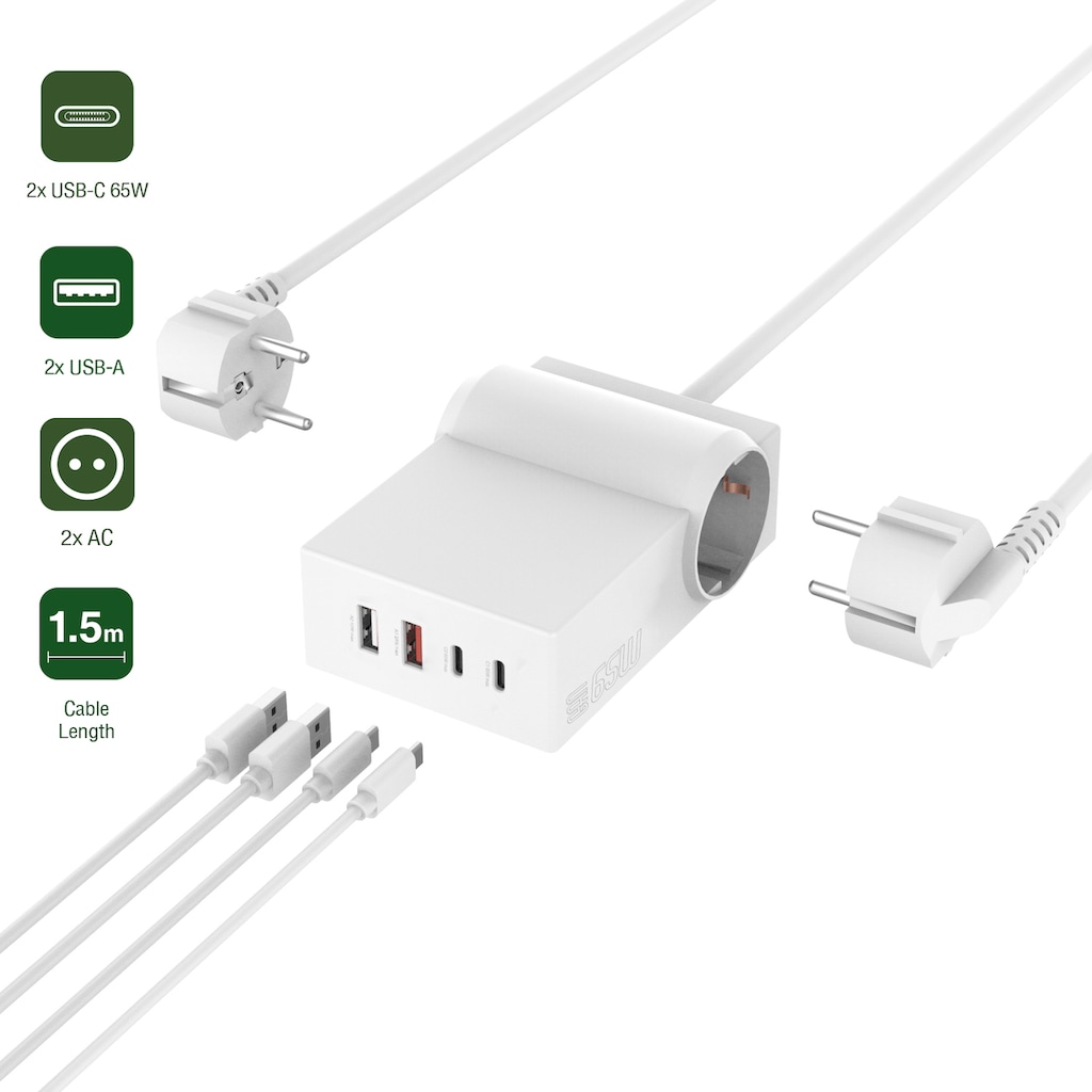 4smarts USB-Ladegerät »6 in 1 USB-C/A Steckdosenleiste Desk GaN 65W«