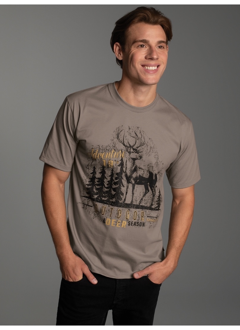 Trigema T-Shirt "TRIGEMA T-Shirt mit großem Hirsch-Printmotiv" 1 Stk. tlg. günstig online kaufen