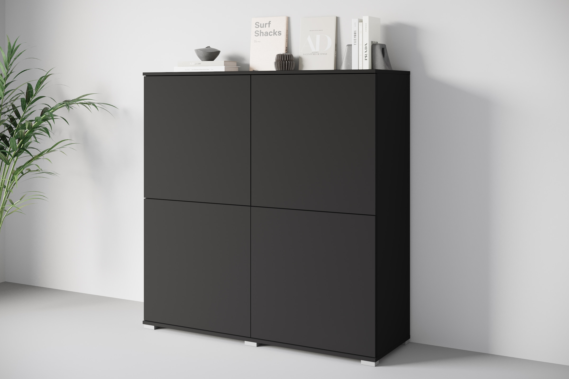 INOSIGN Highboard »Kenia, moderne grifflose Hochkommode mit 4 Türen, Breite 120 cm«, (1 St.), Push-to-Open-Fronten, höhenverstellbaren Einlegeböden