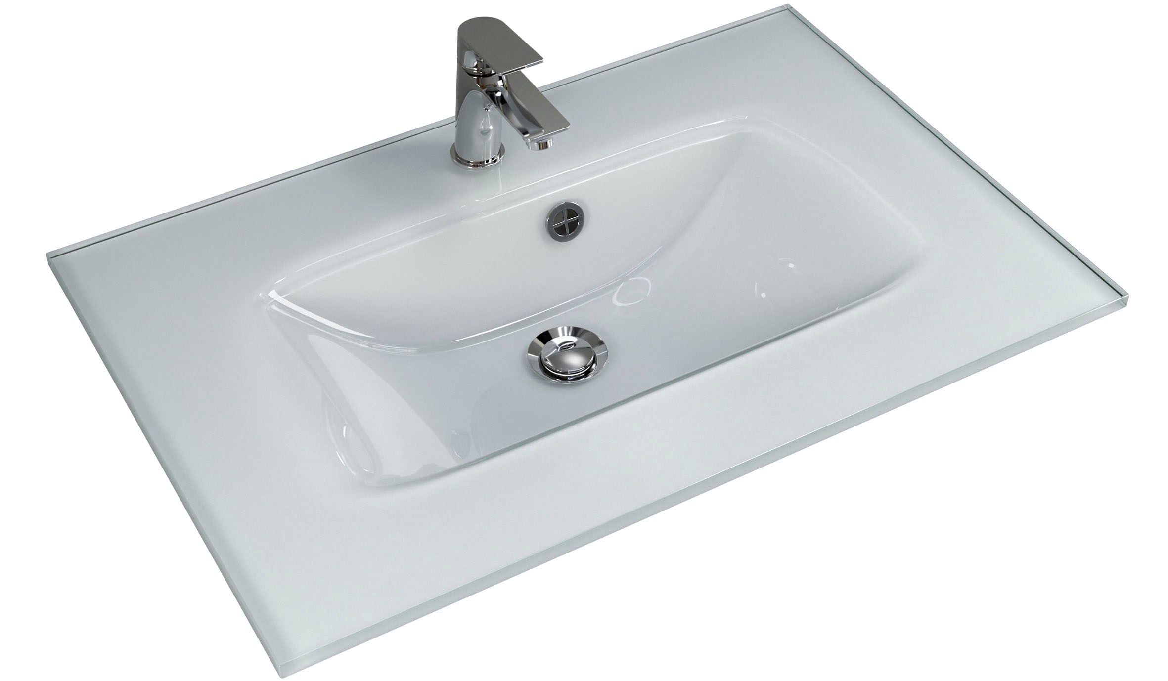 Saphir Badmöbel-Set »Badmöbel-Set Trentino 4-teilig Glas-Waschtisch mit LED-Spiegelschrank«, (5 St.), Badezimmer-Set mit Midischrank und Unterschrank inkl. Türdämpfer