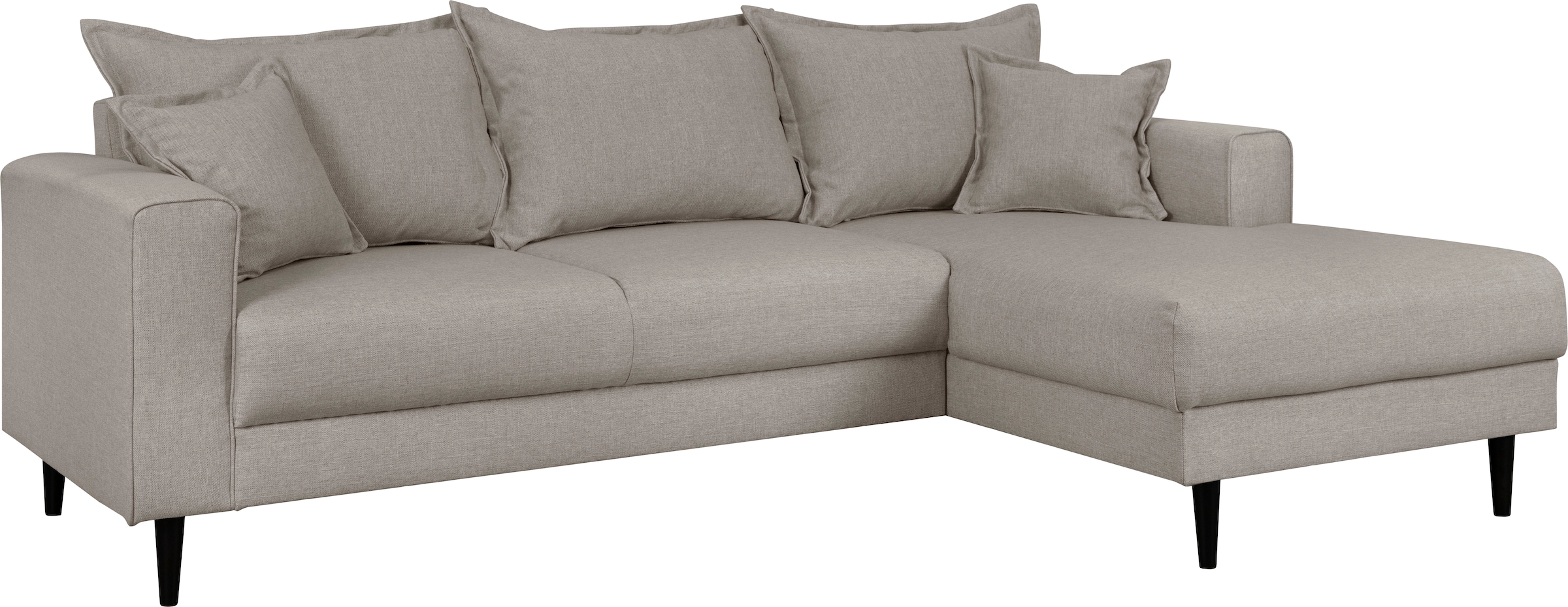 Home affaire Ecksofa »VEYRAS L-Form, hoher Sitzkomfort, Maße B/T/H: 230/150/76 cm«, mit Wellenunterfederung, incl. Rückenkissen und Zierkissen