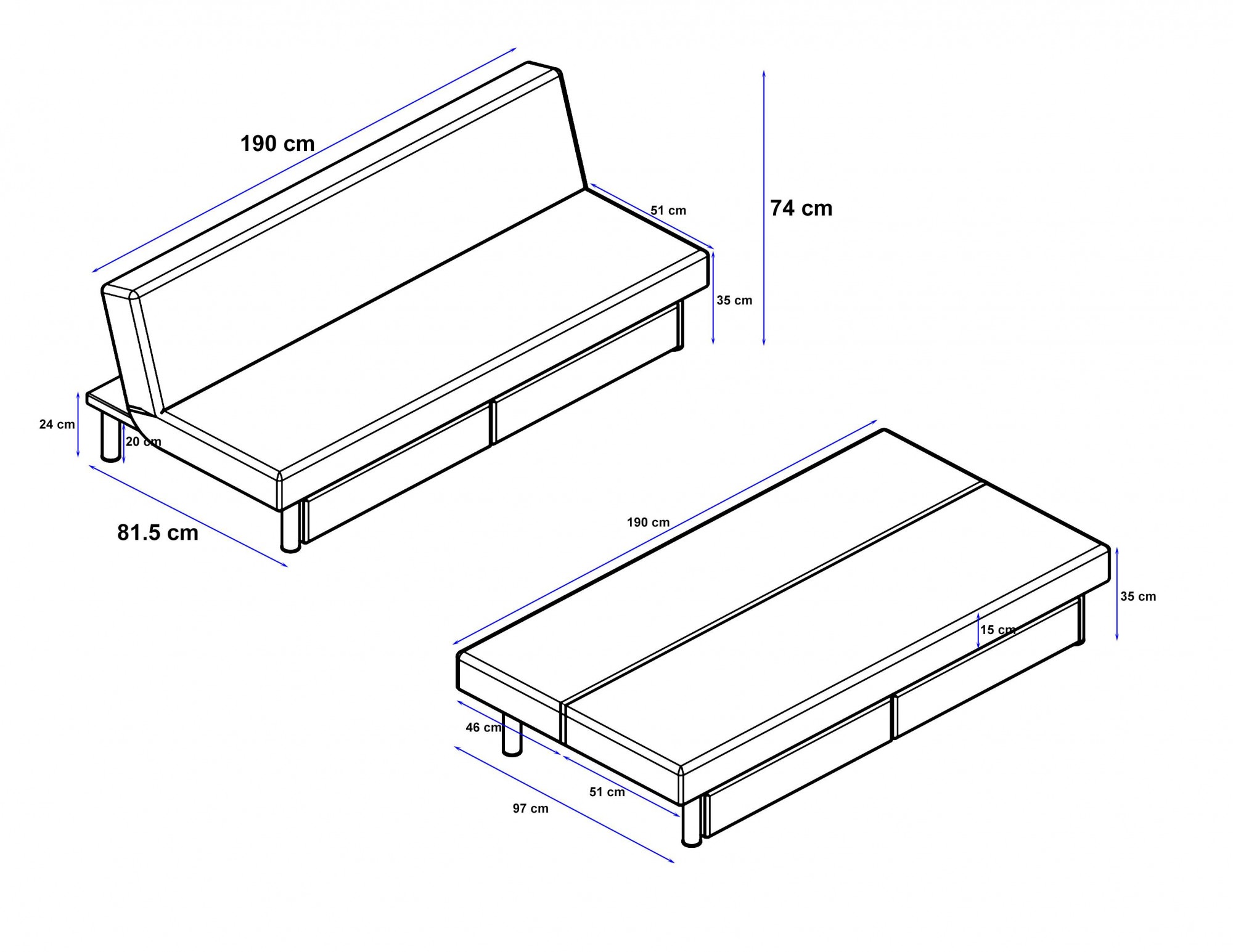 Dorel Home Schlafsofa »Erica«, Daybed mit aufklappbarer Liegefläche