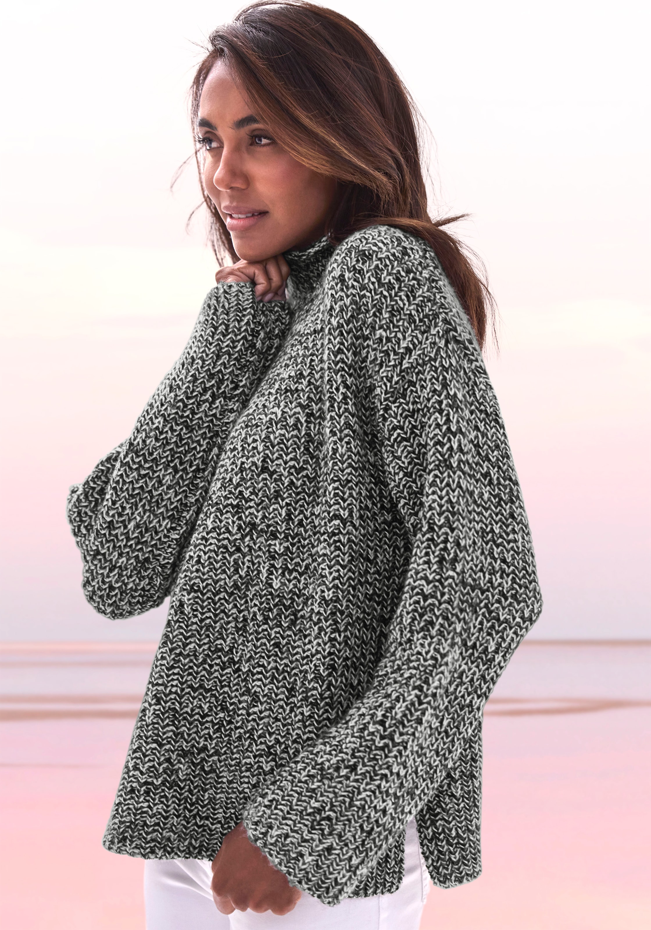 Buffalo Stehkragenpullover in Melange-Optik, warmer Strick